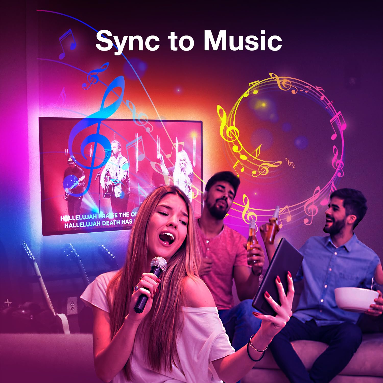 Daybetter Led Lights For Tv 15Ft, Tv Led Backlight 65-75 Inch, Rgb Led Strip Lights Behind Tv With App Remote Control, Music Syn