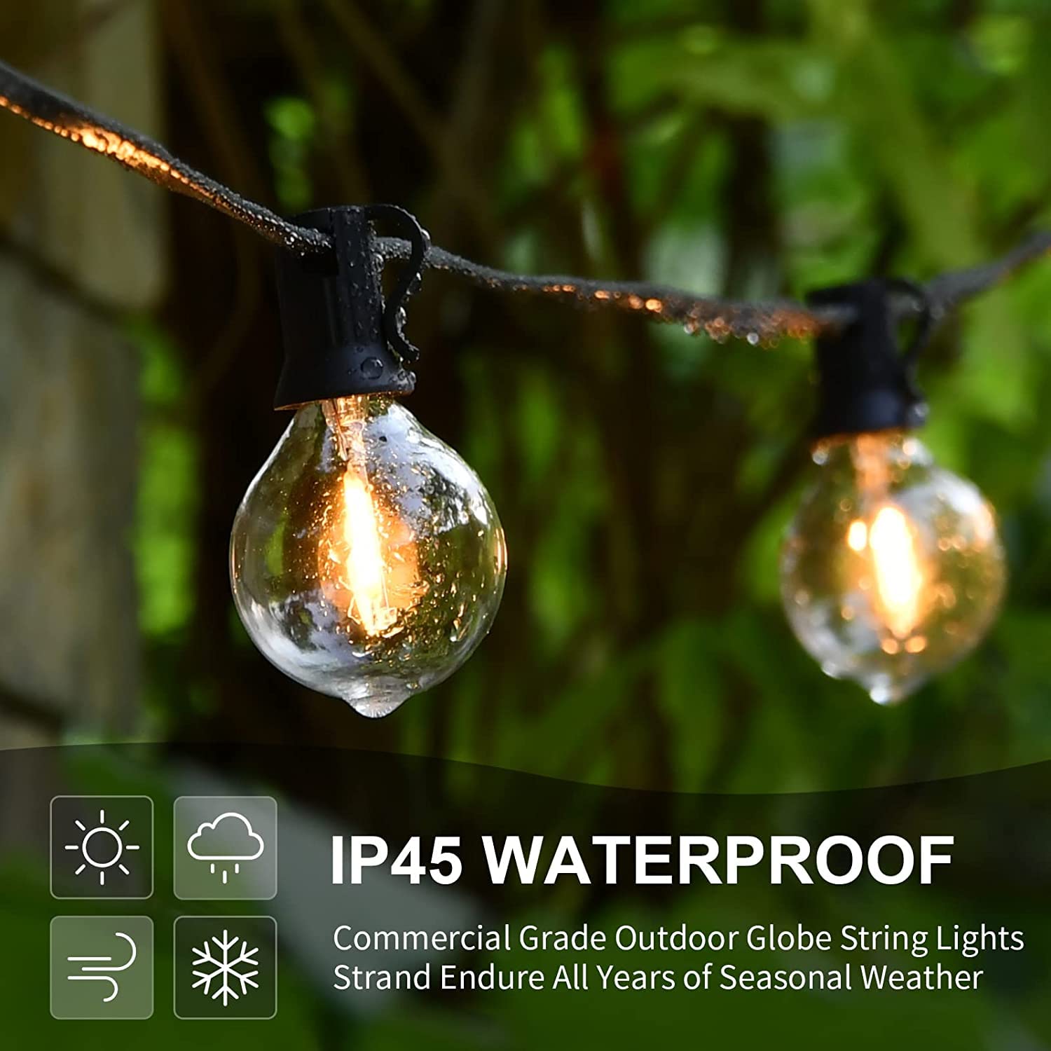 Vocevos Outdoor String Lights 200FT LED Waterproof G40 Bulbs Shatterproof Plastic Yellow