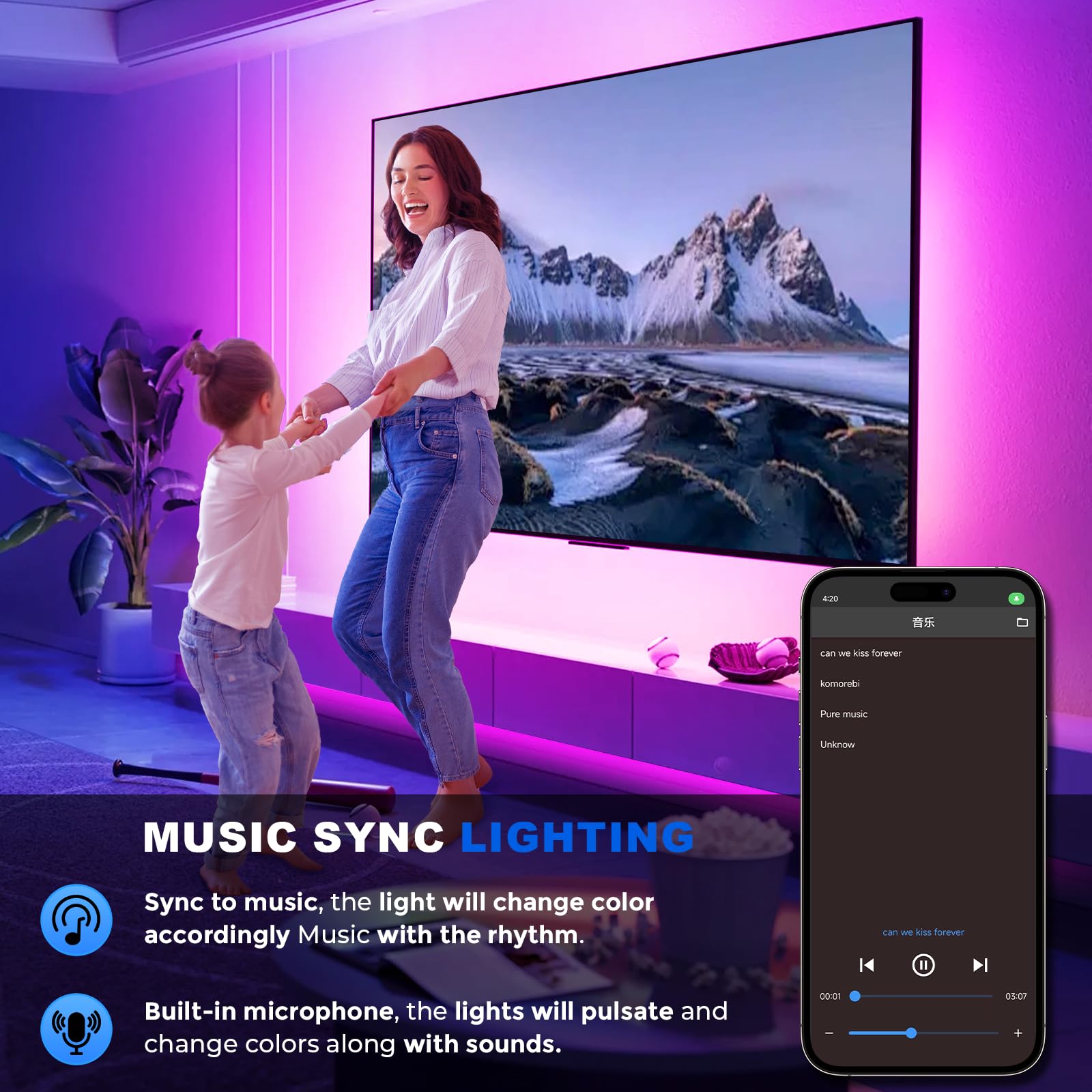 Yilinm 50Ft Led Strip Lights, Rgb Neon Rope Lights,Ip67 Outdoor Waterproof,With App Control/Ir Remote,Music Sync,Cuttable,For Be