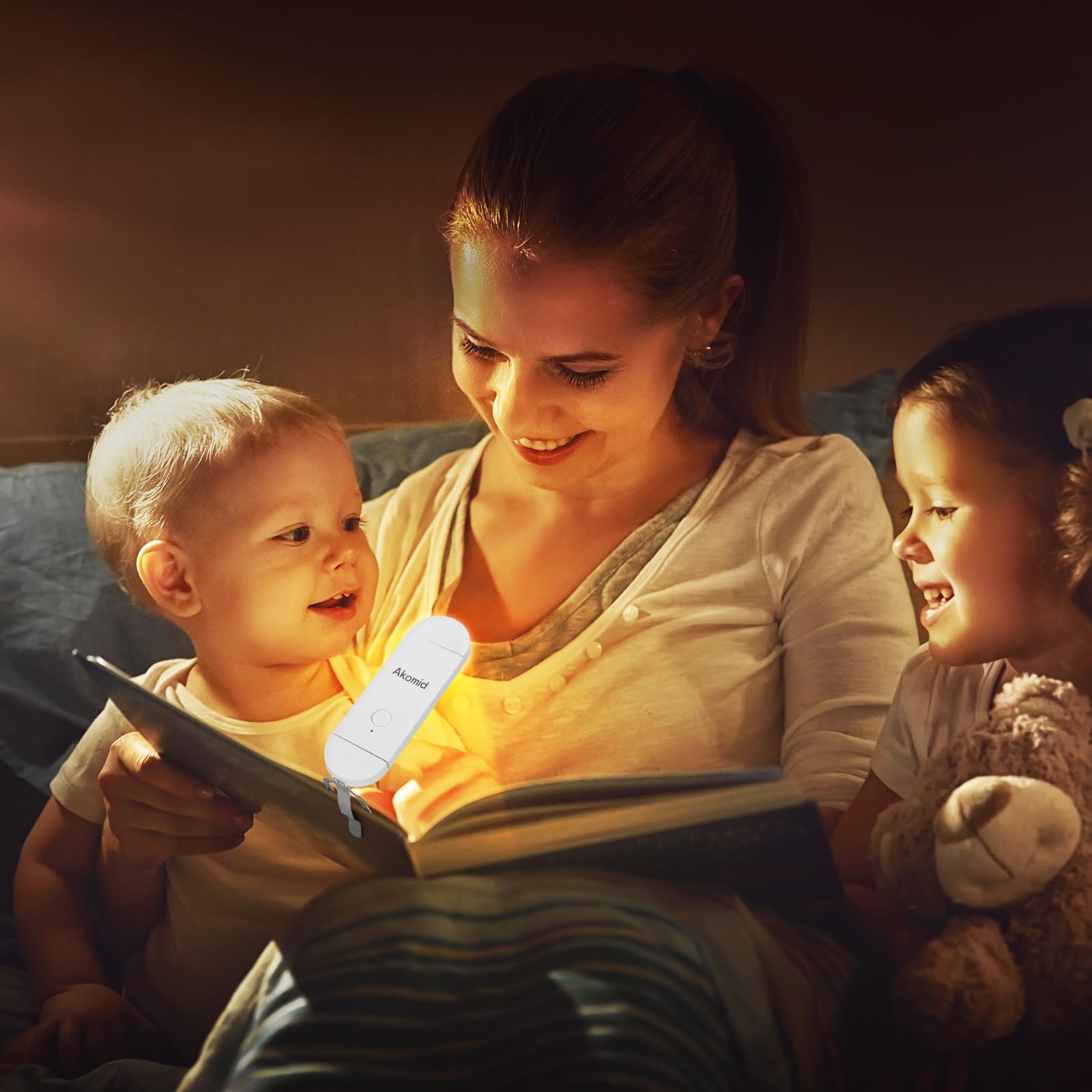 Akomid Book Light, Usb Rechargeable Reading Light, Eye-Cared Amber Light Mode Book Light For Reading In Bed Kids, 8 Leds Bookmar