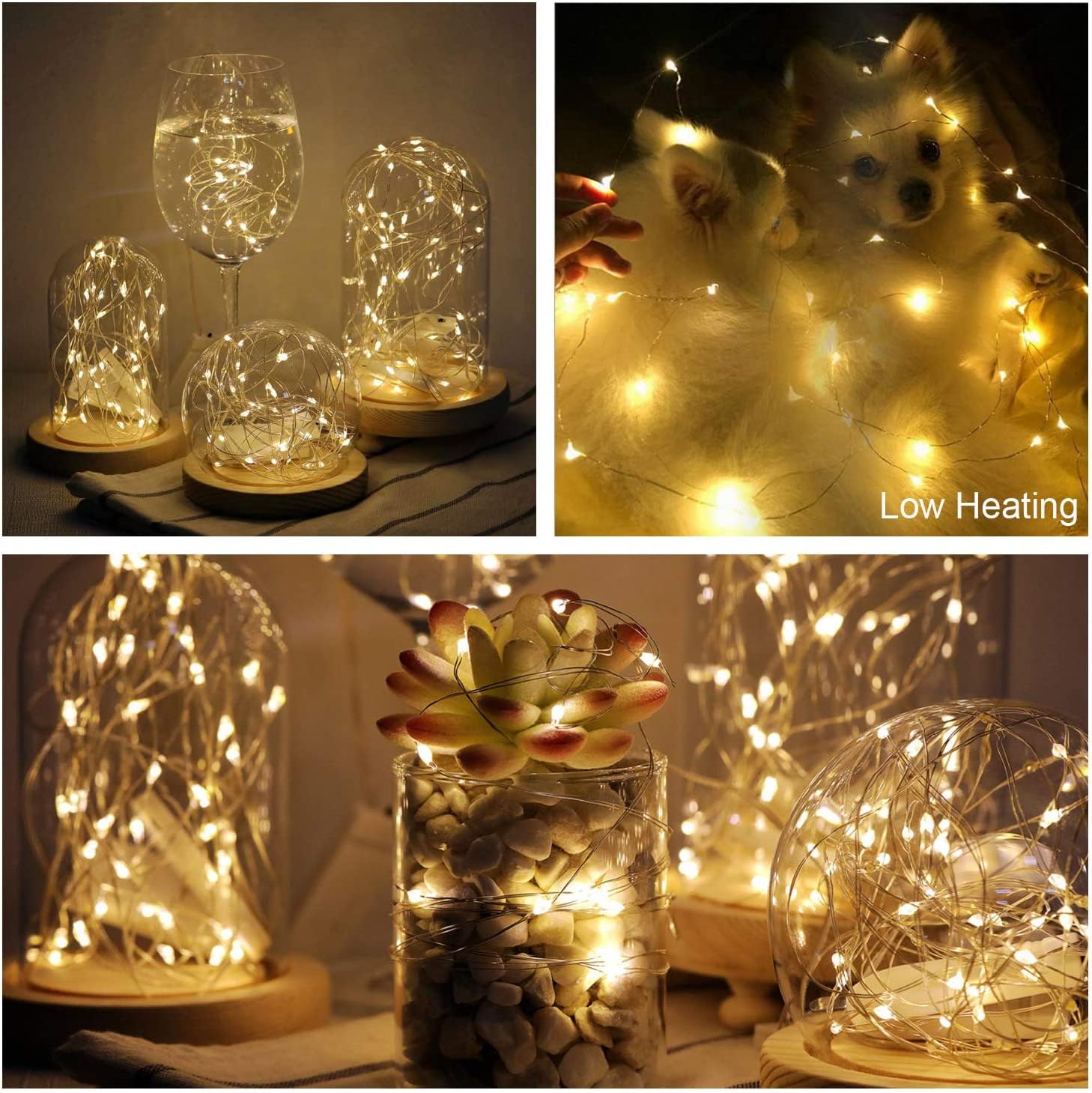 AOZOPE 6 Pack Battery Operated Fairy Lights, 20 LED Mini Twinkle Lights, 7ft Silver Wire, Warm White & Cool White, Model NKDCH 006
