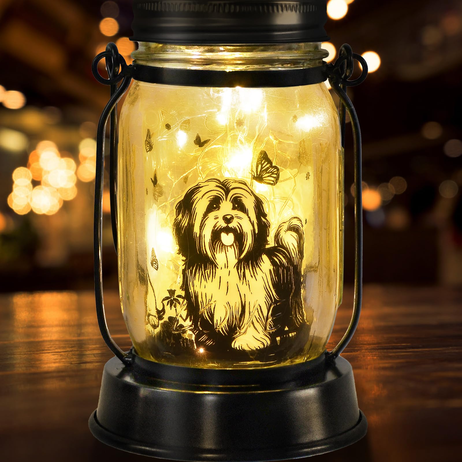 kyoryuger Solar Lantern for Shih Tzu Lovers - Metal Dog Memorial Light for Garden, Yard, Patio, and Porch - Shih Tzu Color