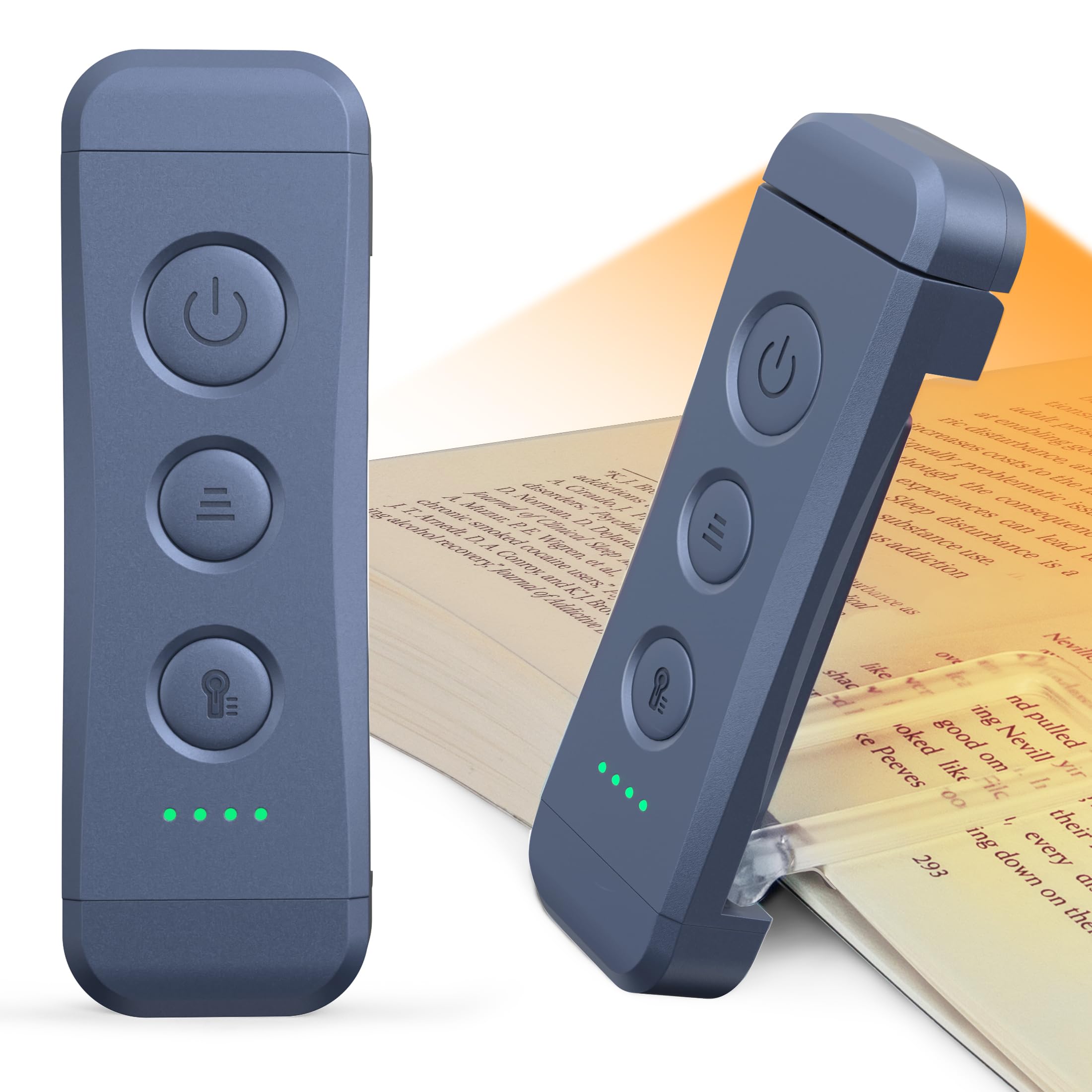 Glocusent USB Rechargeable Clip-on LED Book Light, 3 Amber Colors, 5 Brightness Levels, Dark Blue, Model GLCSNTBL301