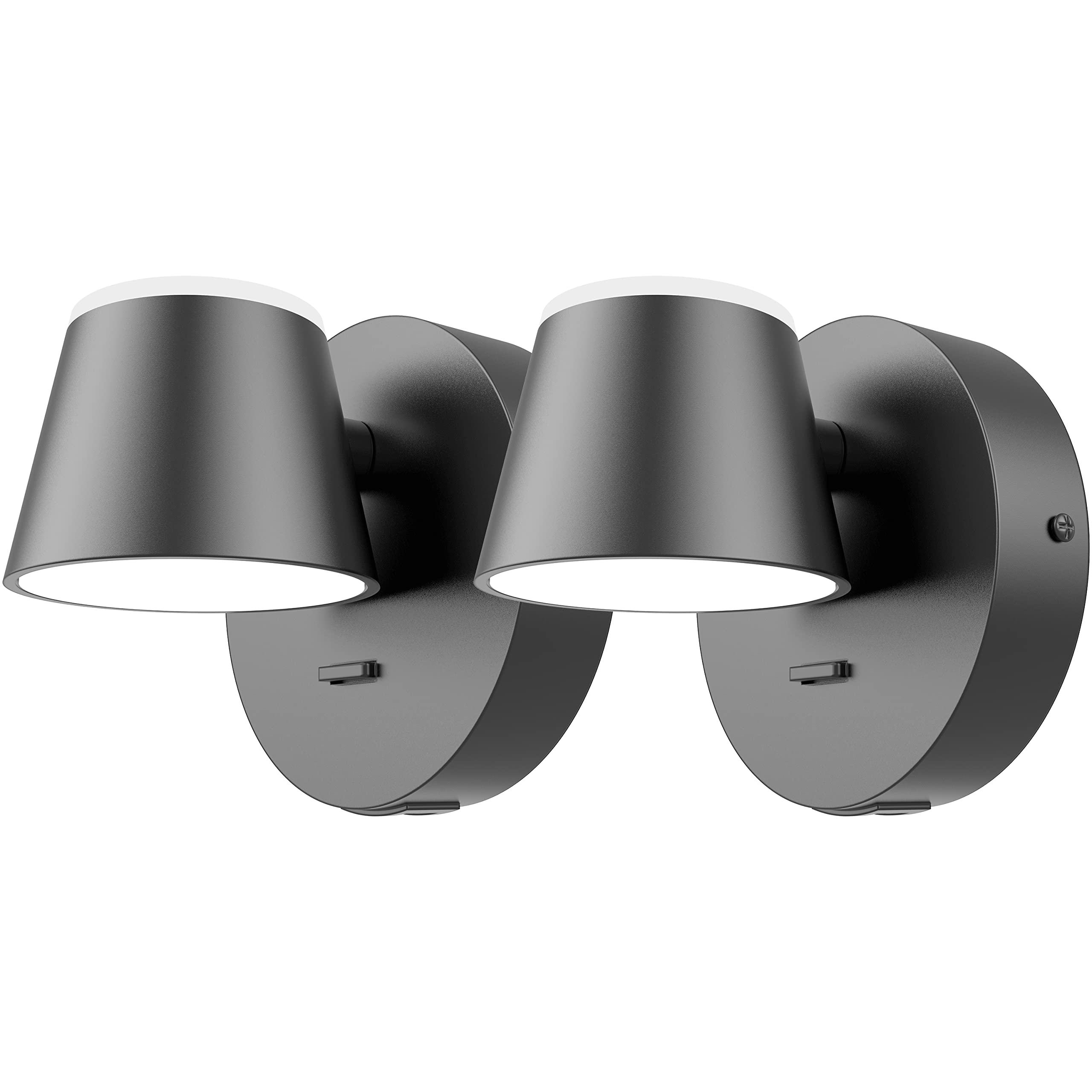 URSOLA Wall Light Set of Two, LED Sconce with USB Charging, Hardwired 2 PCS, Black, Model 7540-1T
