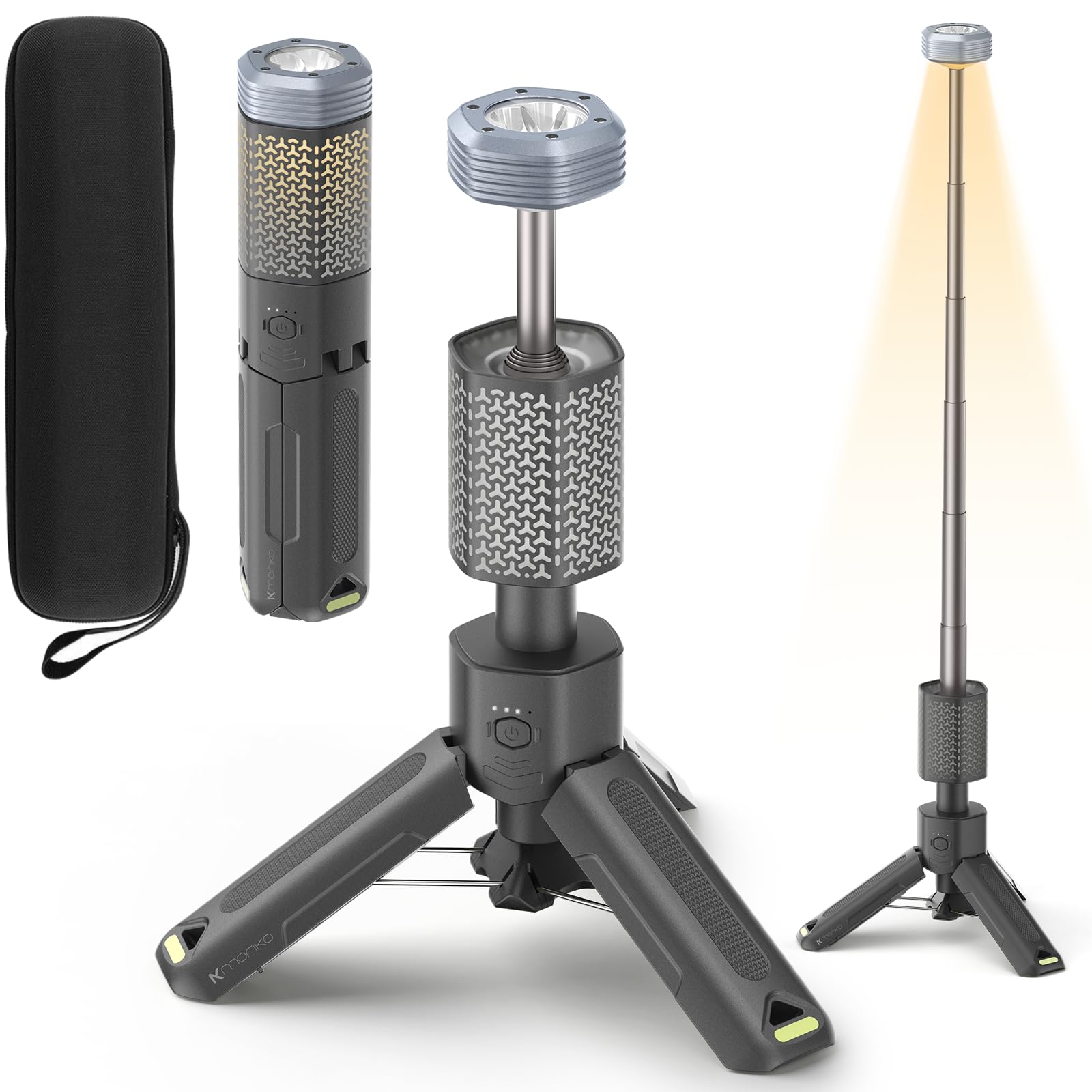 MORIKO Telescopic Camping Lantern, 10,500mAh Rechargeable, IP67 Waterproof, Portable Dark Gray Light for Hiking and Emergencies