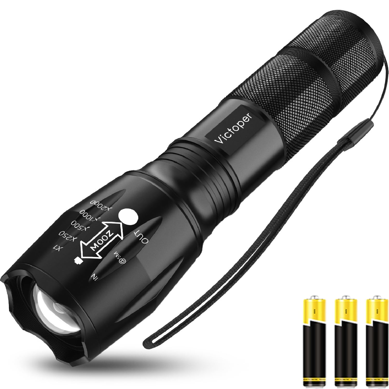 Victoper Work Light, Bright 2000 Lumens Tactical Flashlights High Lumens With 5 Modes, Waterproof Focus Zoomable Flash Light, Po