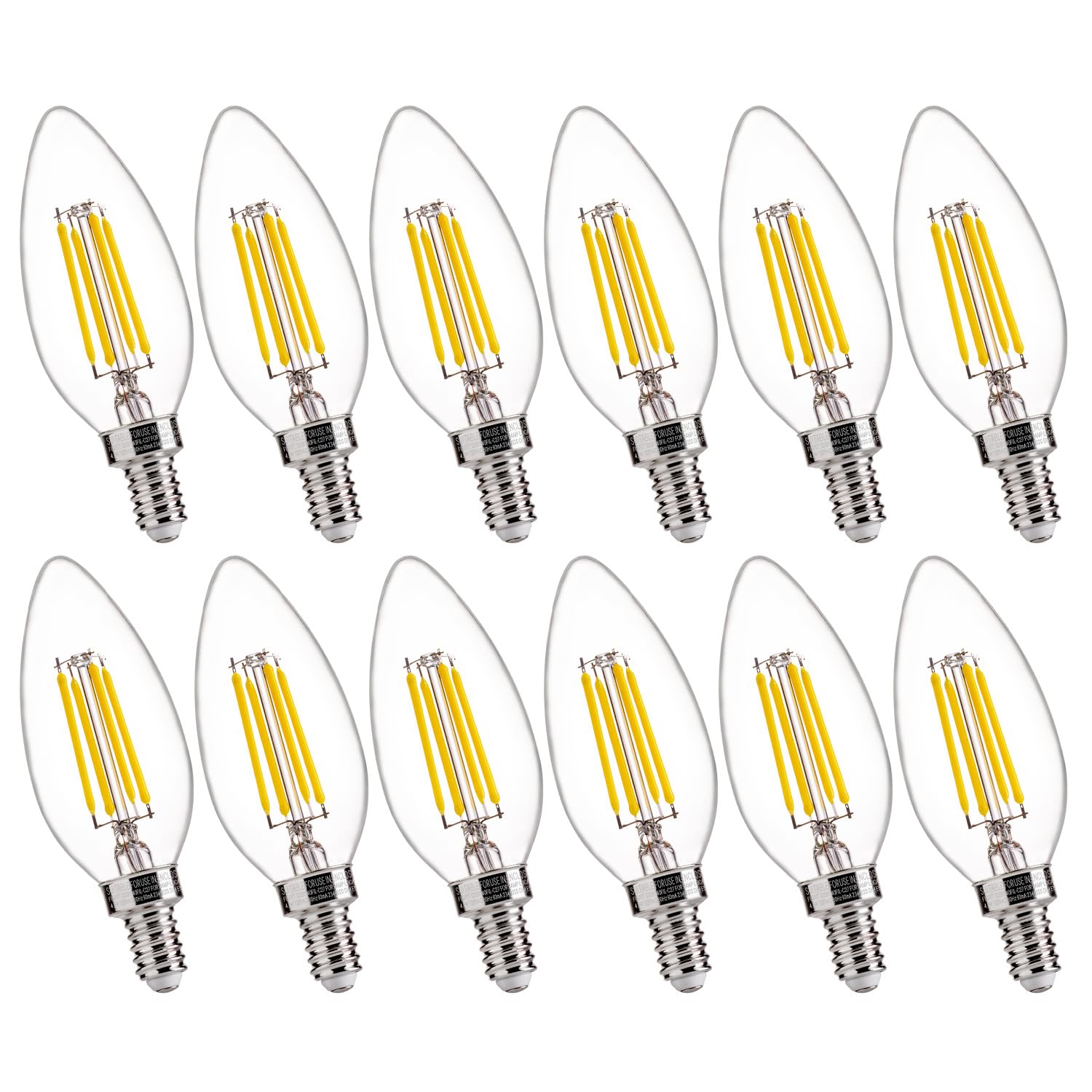 Flsnt 60W Equivalent Led Candelabra Bulbs, Dimmable Led Chandelier Bulbs, E12 Base, 500Lm, Cri 82, 12 Pack, 5000K Daylight
