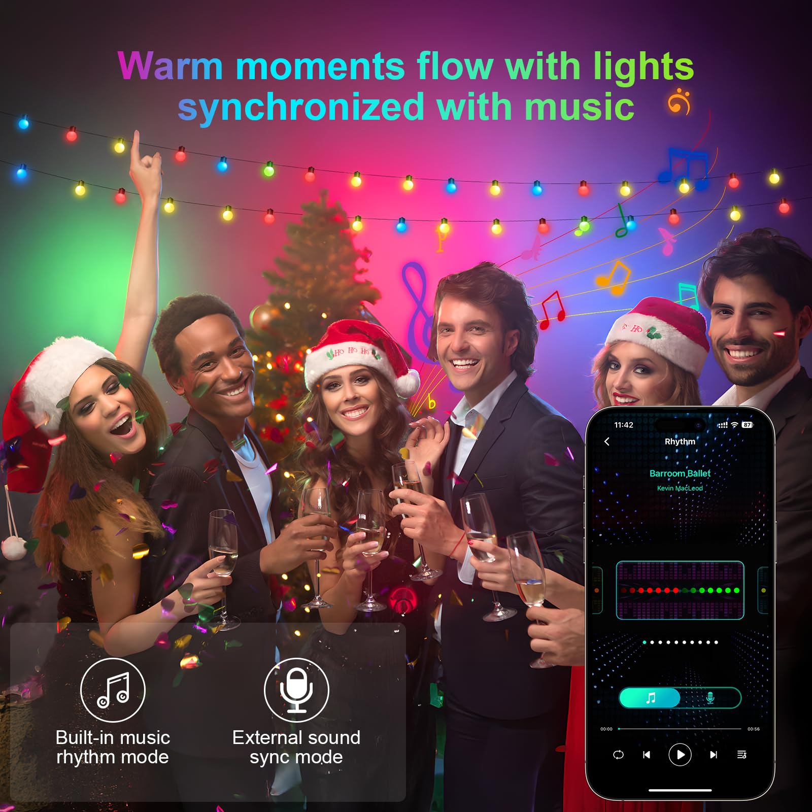 Super RGB 16.4Ft RGB Mini LED String Lights, 25 Dimmable Color Changing Fairy Lights for Indoor/Outdoor Decor, Model HCL-001, Multicolor