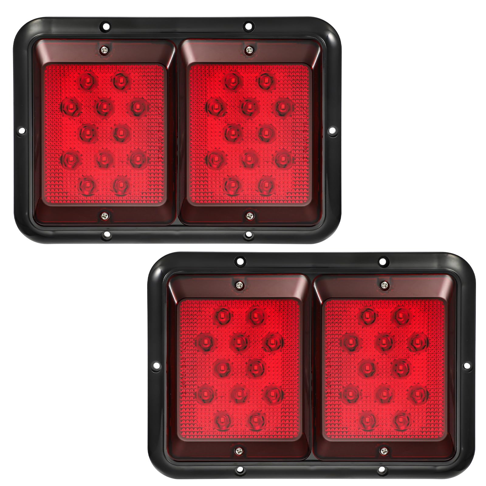 Partsam 2X Double Rv Trailer Camper Tail Lights 24-2835 Led Horizontal Vertical Surface Mount Double Trailer Light Taillight Red