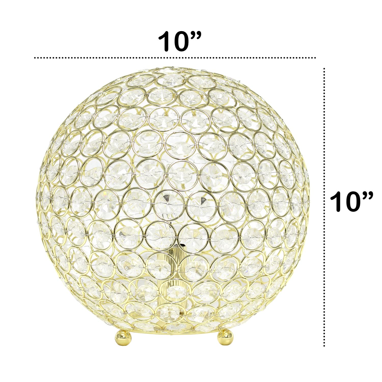 LALIA HOME Elipse Table Lamp, 10in Crystal, Gold, Model LHT-3013, for Living Room, Bedroom, Office, Home Décor