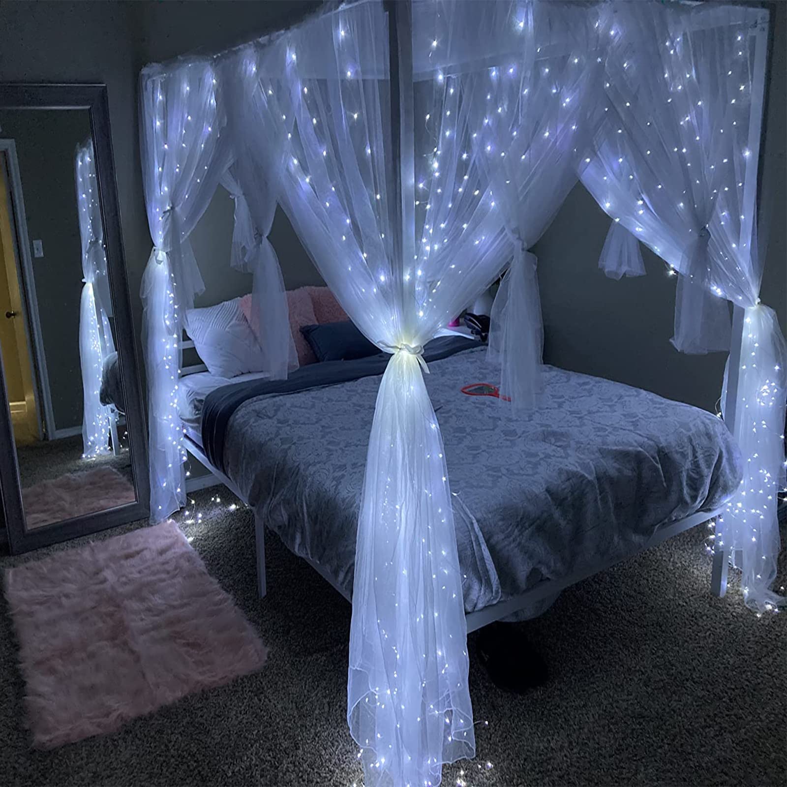 Honche Bright White Led Curtain String Lights With Remote For Wedding And Party Decorations