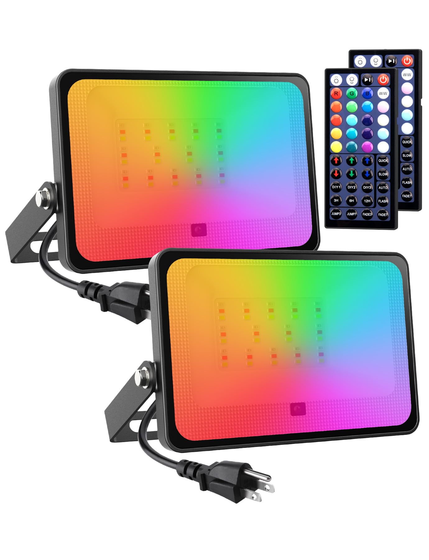 Meloght Led Flood Light Outdoor 400W Equiv, 40W Rgb Color Changing Outdoor Floodlights With Remote, Uplighting Indoor Ip66 Landscape Floor Lighting Stage Spotlights, Uplights For Halloween Events