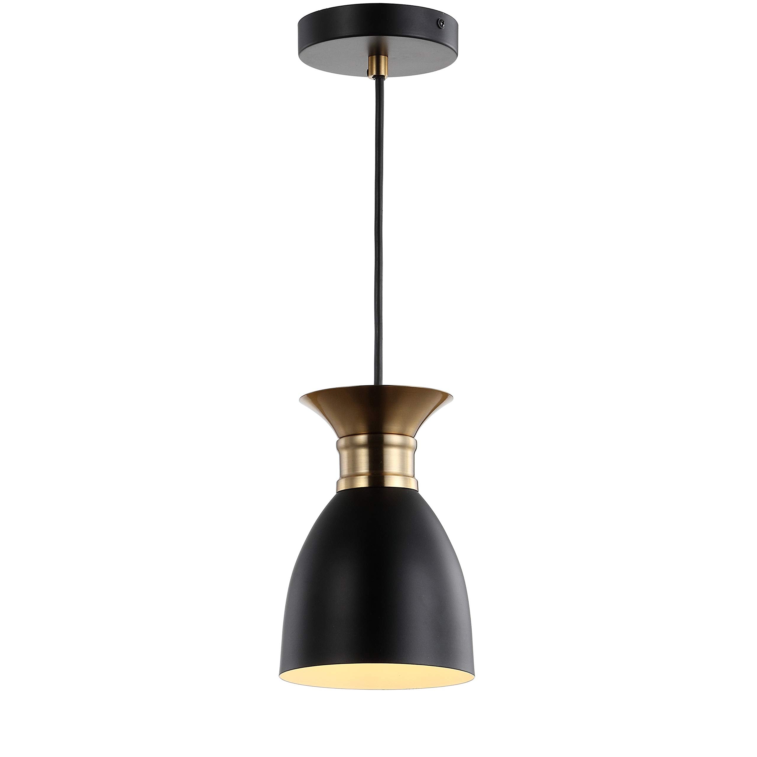 JONATHAN Y Edison Pendant Light, 5.75in Metal, Dimmable, Black/Brass Gold, Model JYL6136A