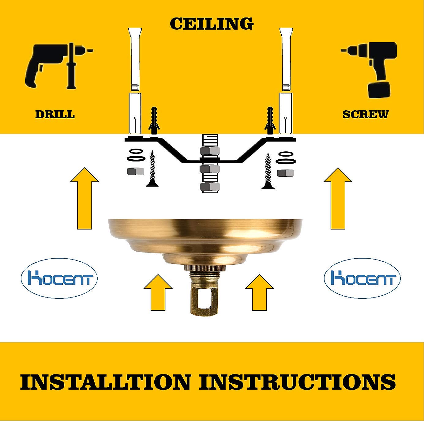 Rojoser Heavy Duty Canopy Kit With Vintage Gold Copper Pendant Light Fixture Chain