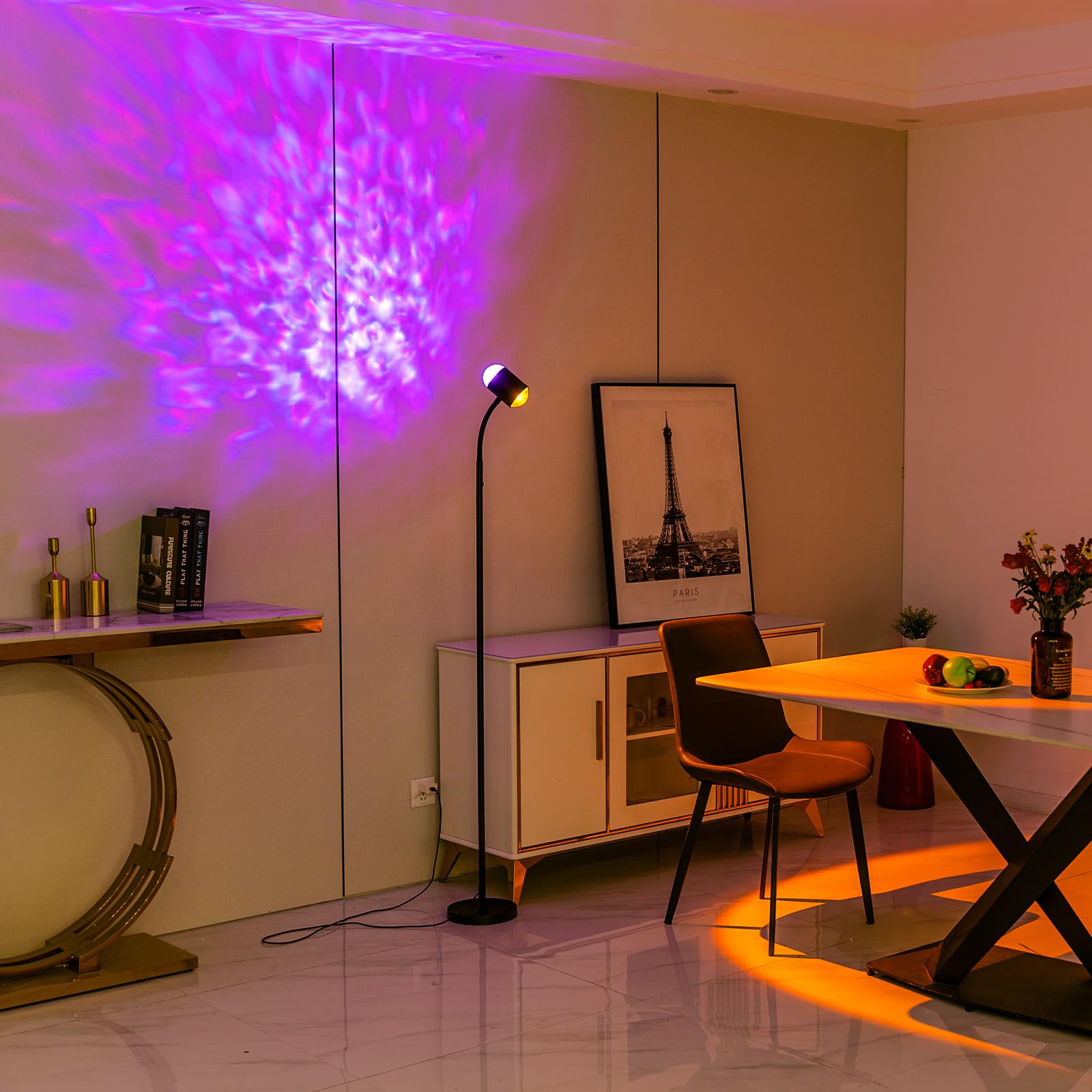 Sunset Lamp Projector With 3D Ocean Wave, 12 Colors Changing & Four Mode With Usb Port, Rgb Floor Lamp Double Side Lighting With