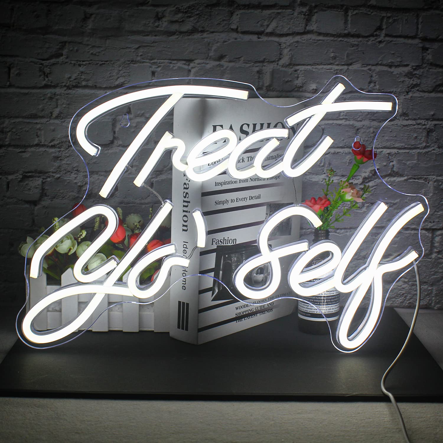 FAXFSIGN Neon Sign - USB LED Word Light for Bedroom, 15.75inx11.81in, Colorful White Acrylic, Model: Neon