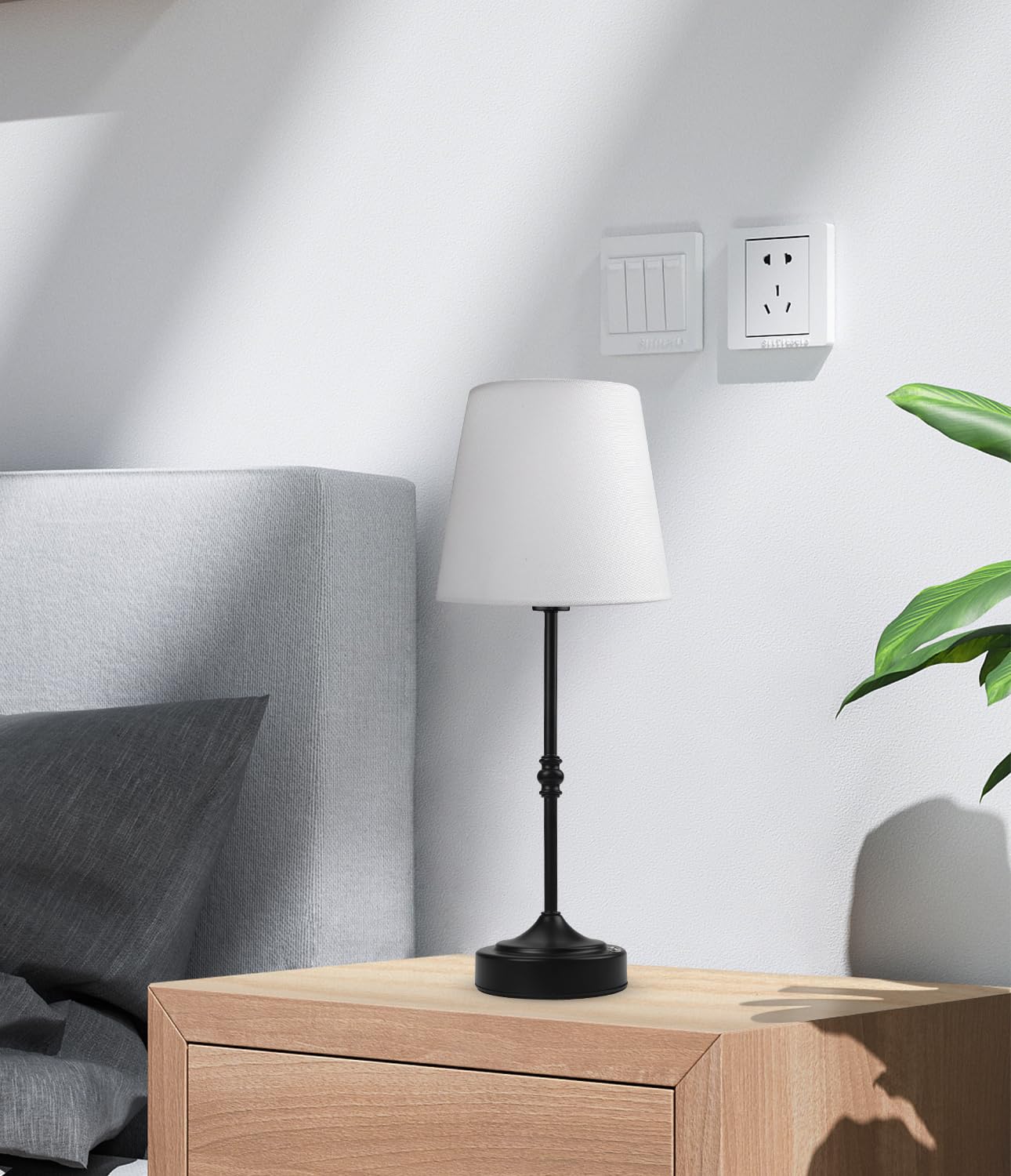 Swinerton Cordless LED Table Lamp - 5000mAh, 3-Level Brightness, Portable Black Night Light for Home, Patio, Restaurant, Model 80010022
