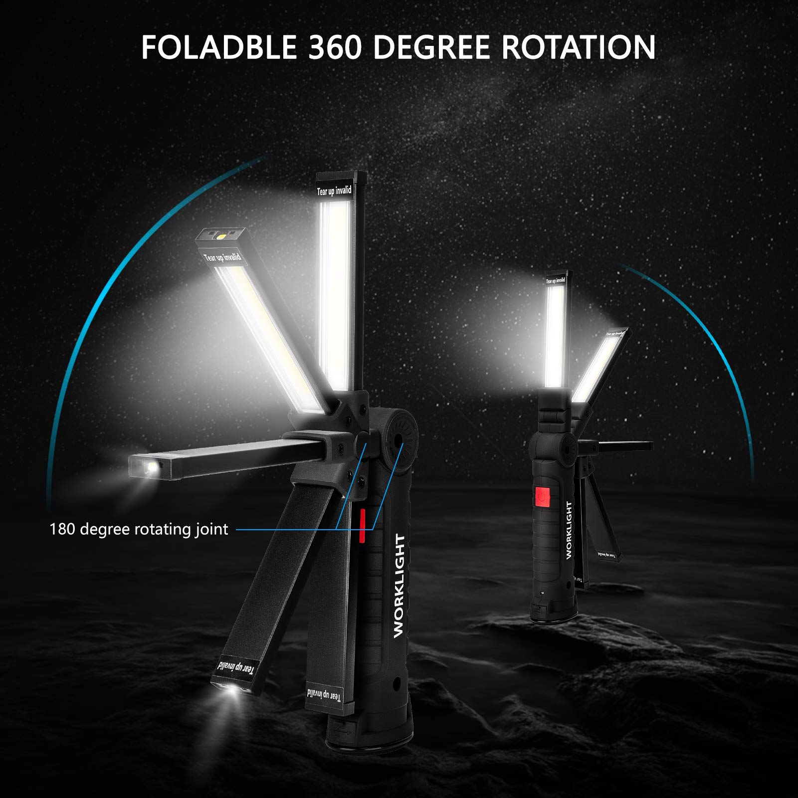 Lmaytech Gifts for Men 3Pack LED Flashlight, Rechargeable Work Lights with Magnetic Base Hook 360Rotate and 5 Modes Bright LED F