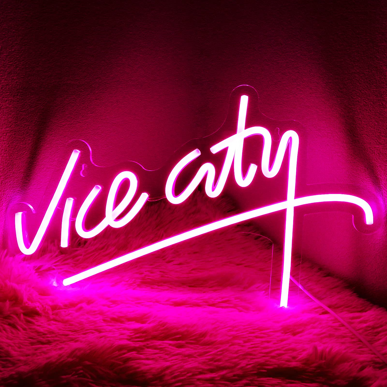 Imegina Pink Vice City Neon Sign - Dimmable Led Usb Light For Bedroom, Game Room, Bar, Party
