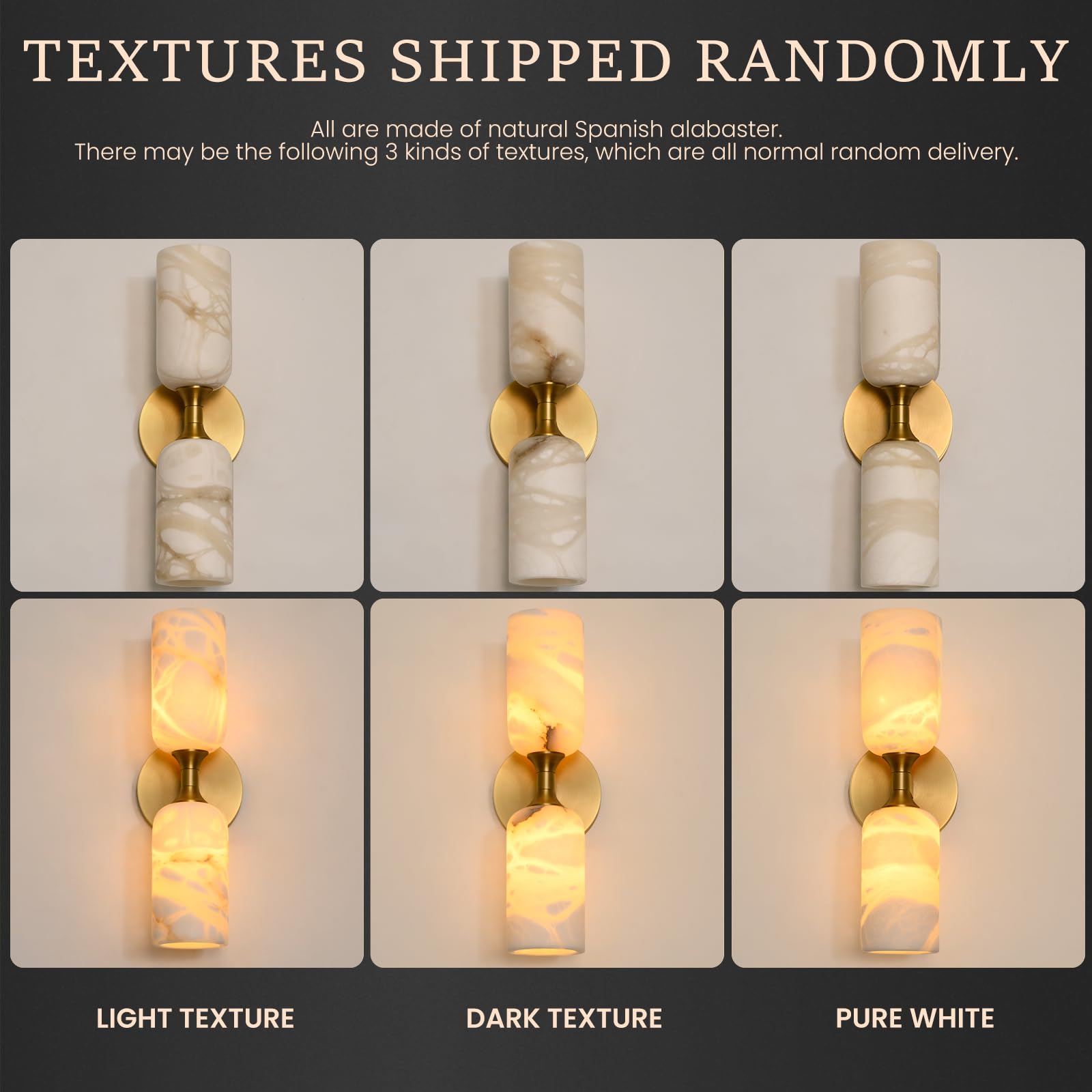Alabaster Wall Sconce 14In Modern Spanish Natural Marble Bathroom Vanity Sconces  Antique Brass Sconces Wall Lighting  Gold Wall Light Fixtures Decor  For Bedroom Living Room Staircases Hallway
