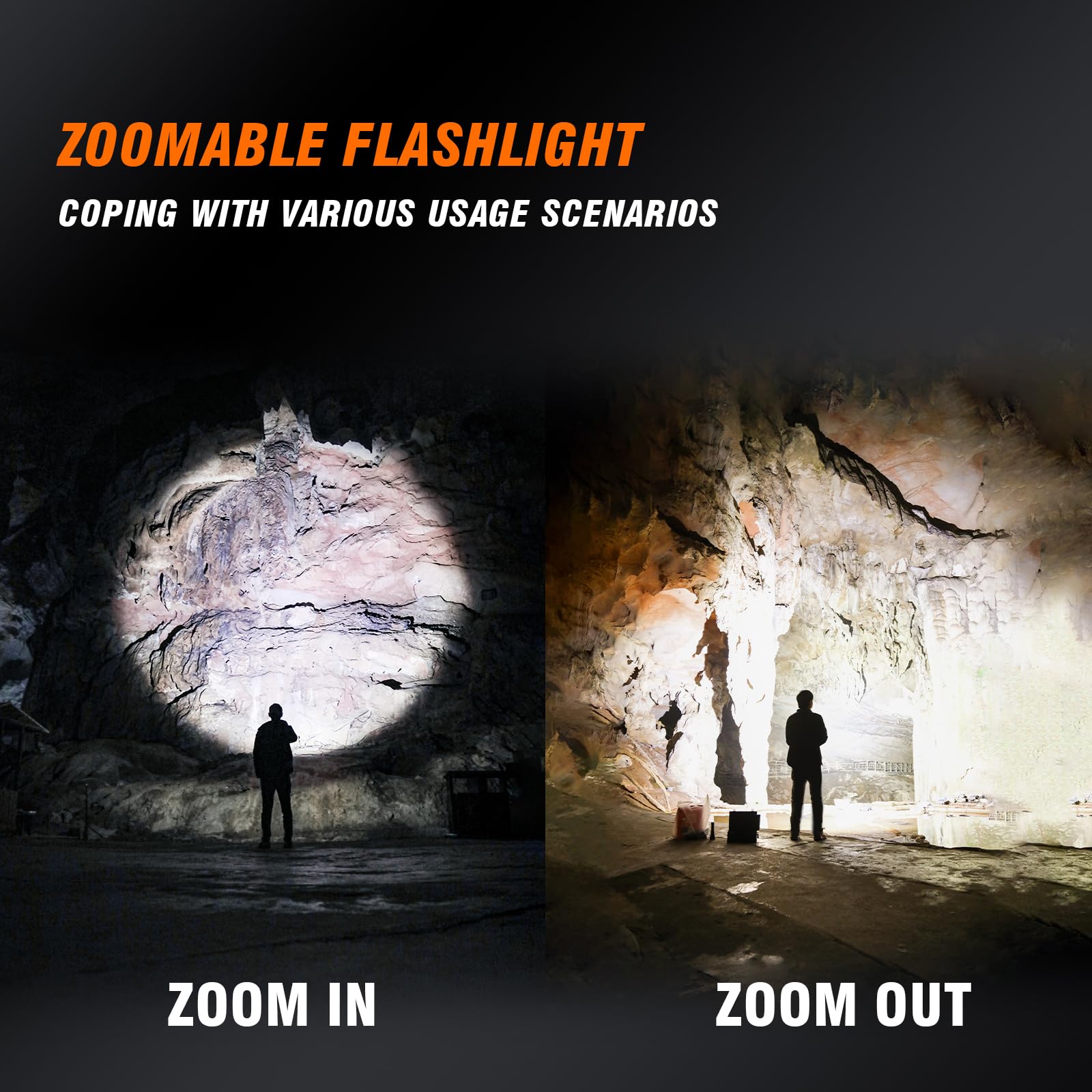 SuperFire X60 Rechargeable Flashlight - Small, Powerful EDC, 4 Modes, Water Resistant, Black, Aluminum
