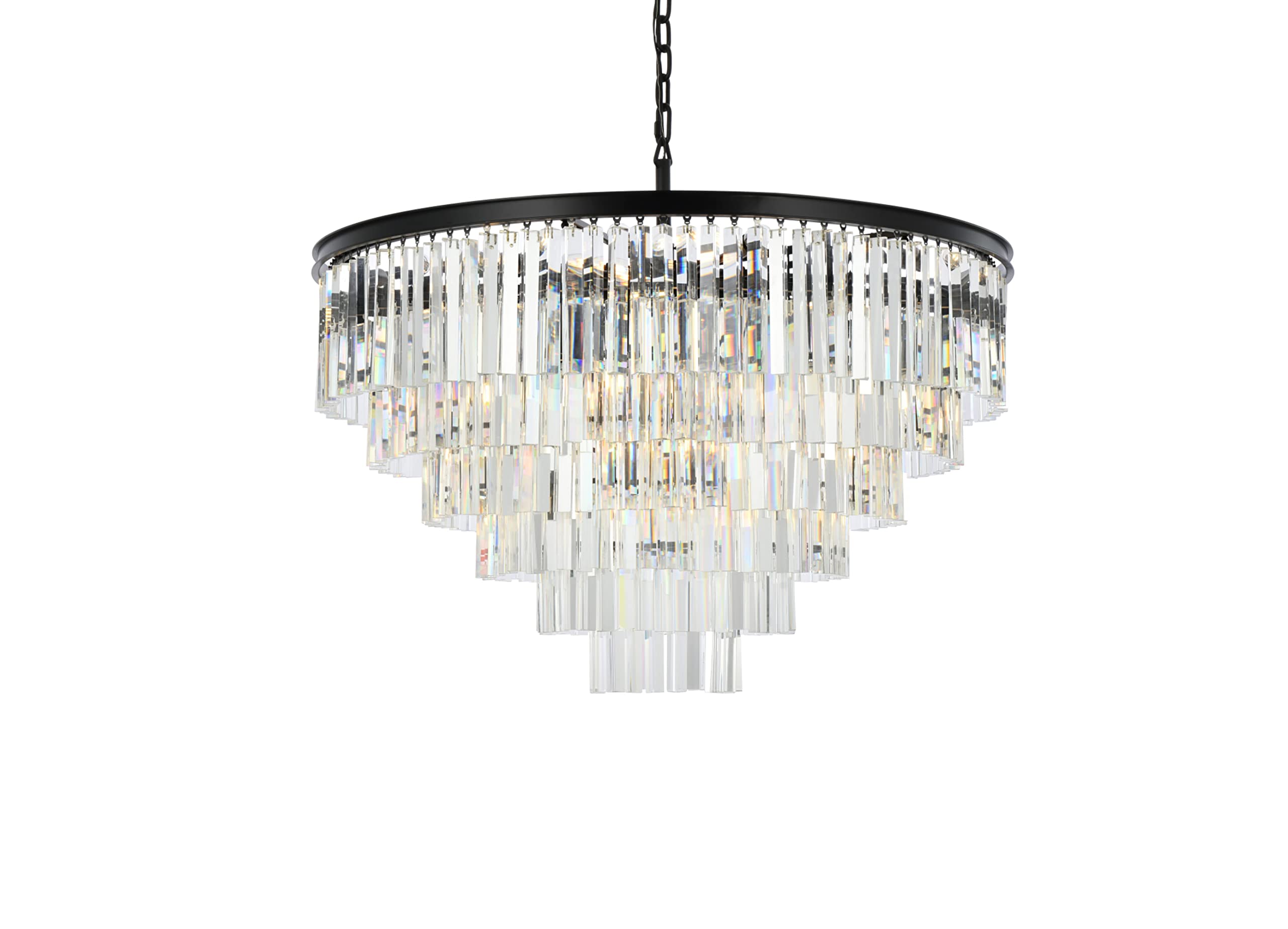 Elegant Lighting Sydney Collection 1201D44MB/RC 10-Light Pendant Lamp with Royal Cut Crystals, Mocha Brown Finish