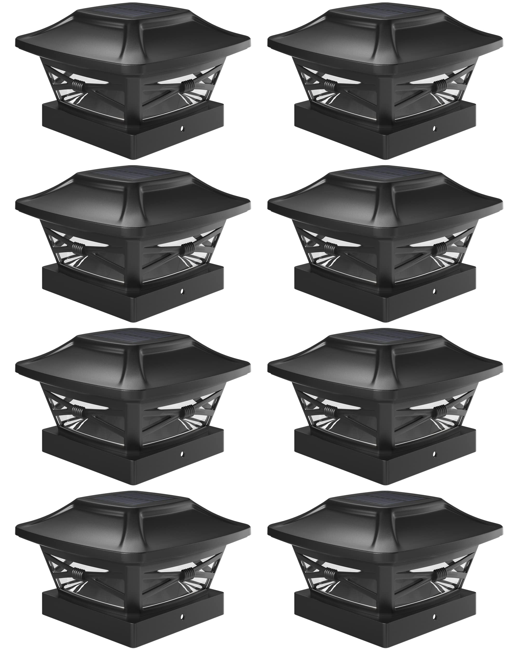 Davinci Lighting Renaissance Solar Post Cap Lights - Bright LED - 8 Pack - Slate Black - Fits 4x4, 5x5, 6x6 Posts