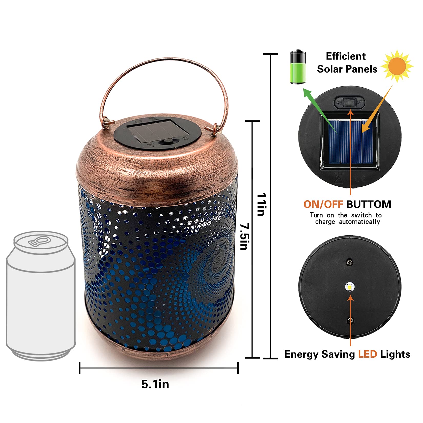 4 Pack Solar Lanterns Outdoor Hanging Lantern Metal Waterproof Led Lantern With Solar Powered Garden Patio Decorations Decor Lantern With Handle Christmas Gift Idea