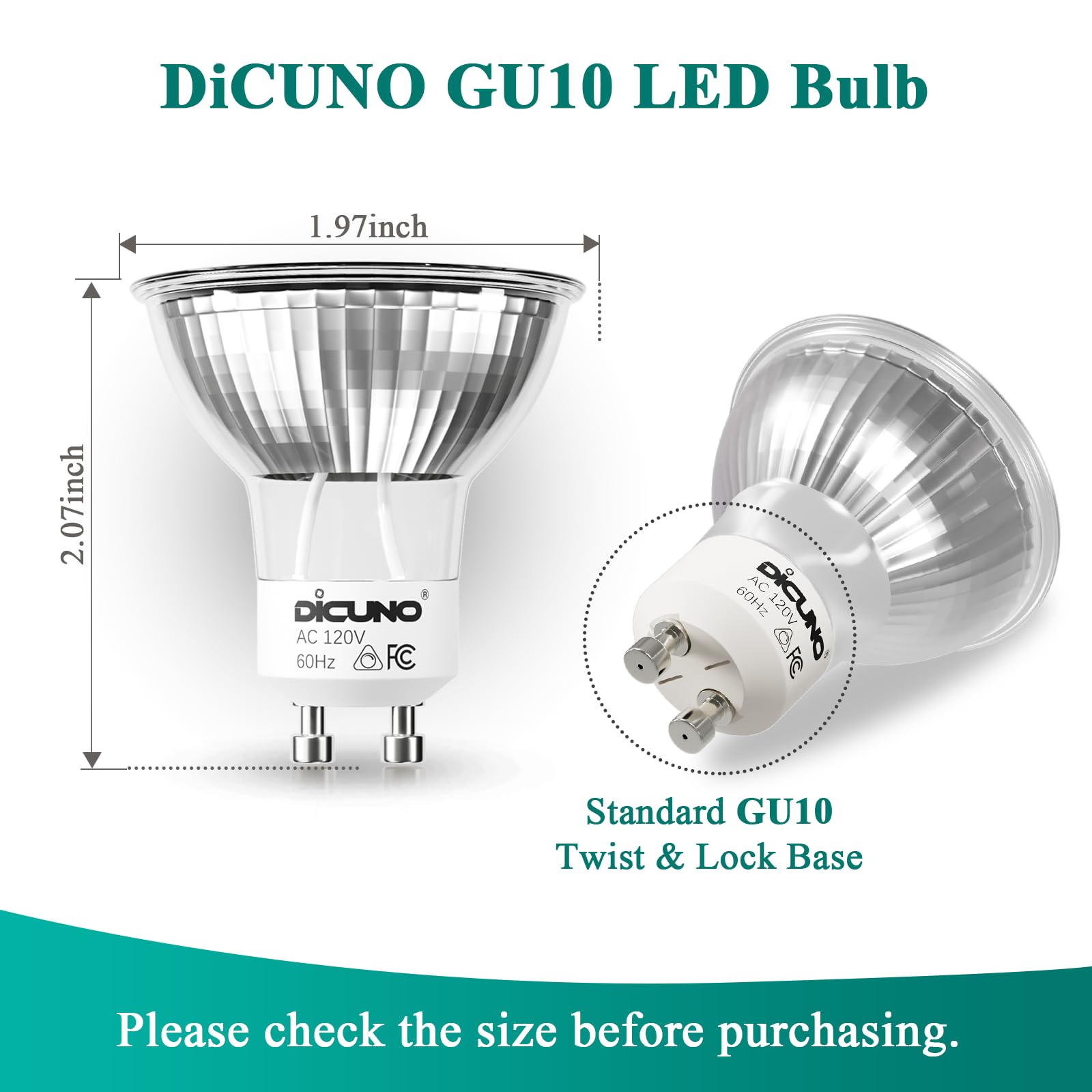 Dicuno Gu10 Led Bulb Dimmable, Daylight White 5000K, 60W Equivalent, High Brightness 700Lm, Mr16 Gu10 Led Bulb For Track Lightin