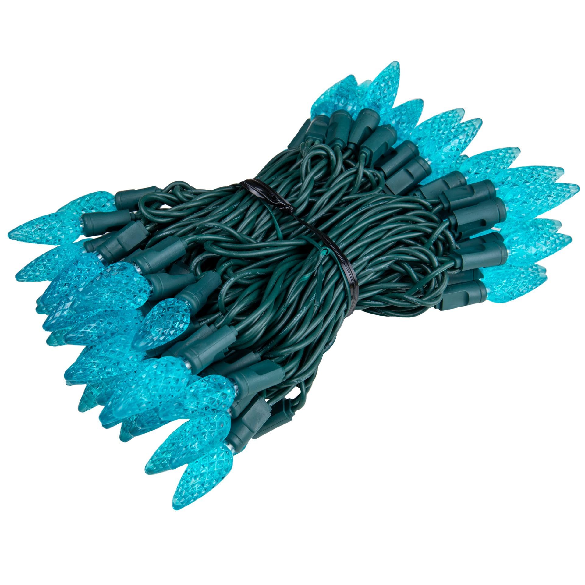 Novelty Lights 24Ft 70 Led C6 Led Christmas String Lights  Outdoor Christmas Tree Commercial Grade Led String Lights  Permanent Christmas Lights Outdoor Tree Decorations Outdoor (Teal)  Green Wire