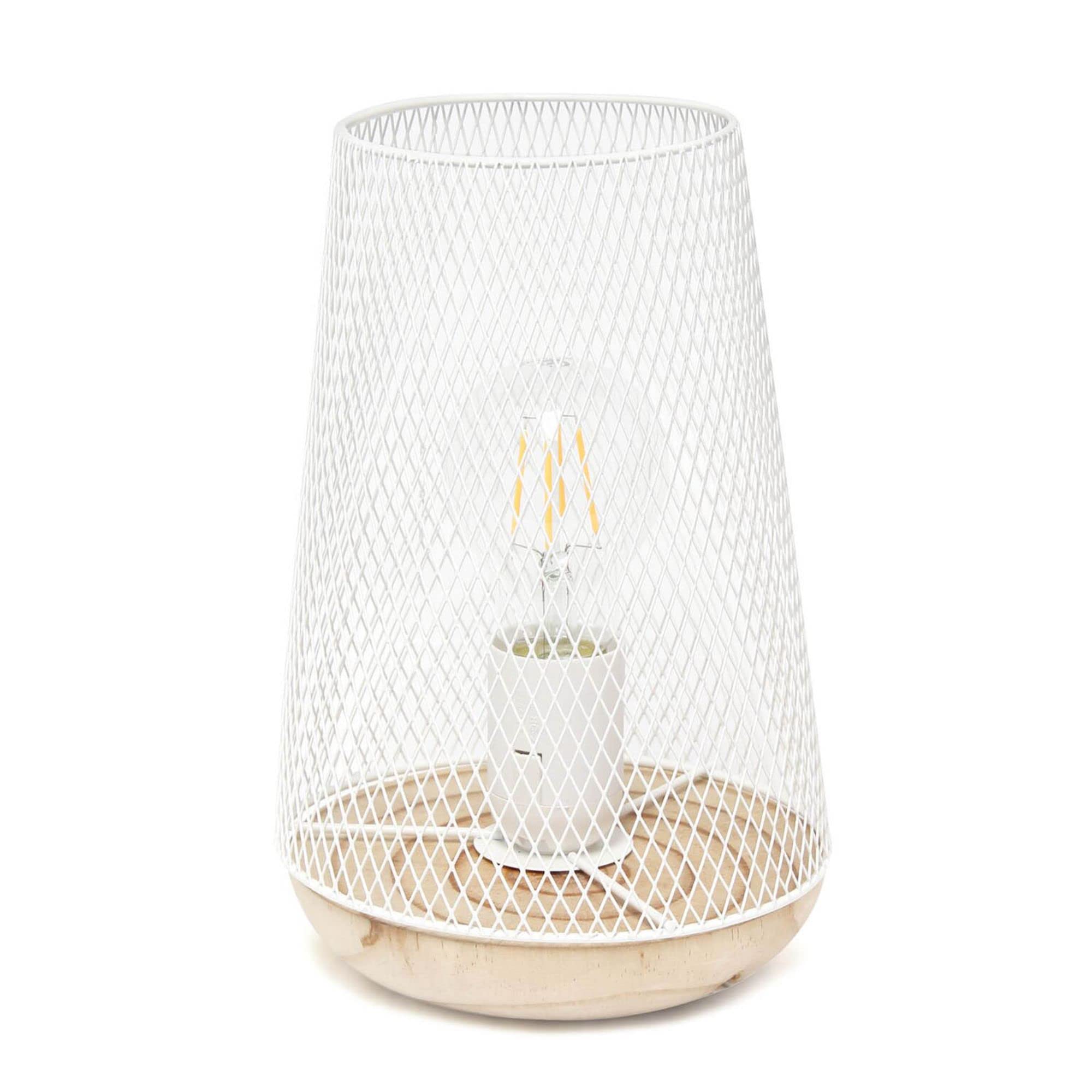 Simple Designs Lt1074-Wht Wired Mesh Uplight Table Lamp, White