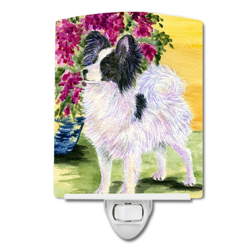 Caroline'S Treasures Ss8477Cnl Papillon Ceramic Night Light Compact, Ul-Certified, Ideal For Bedroom, Bathroom, Nursery, Hallway, Kitchen, 6X4X3, Multicolor