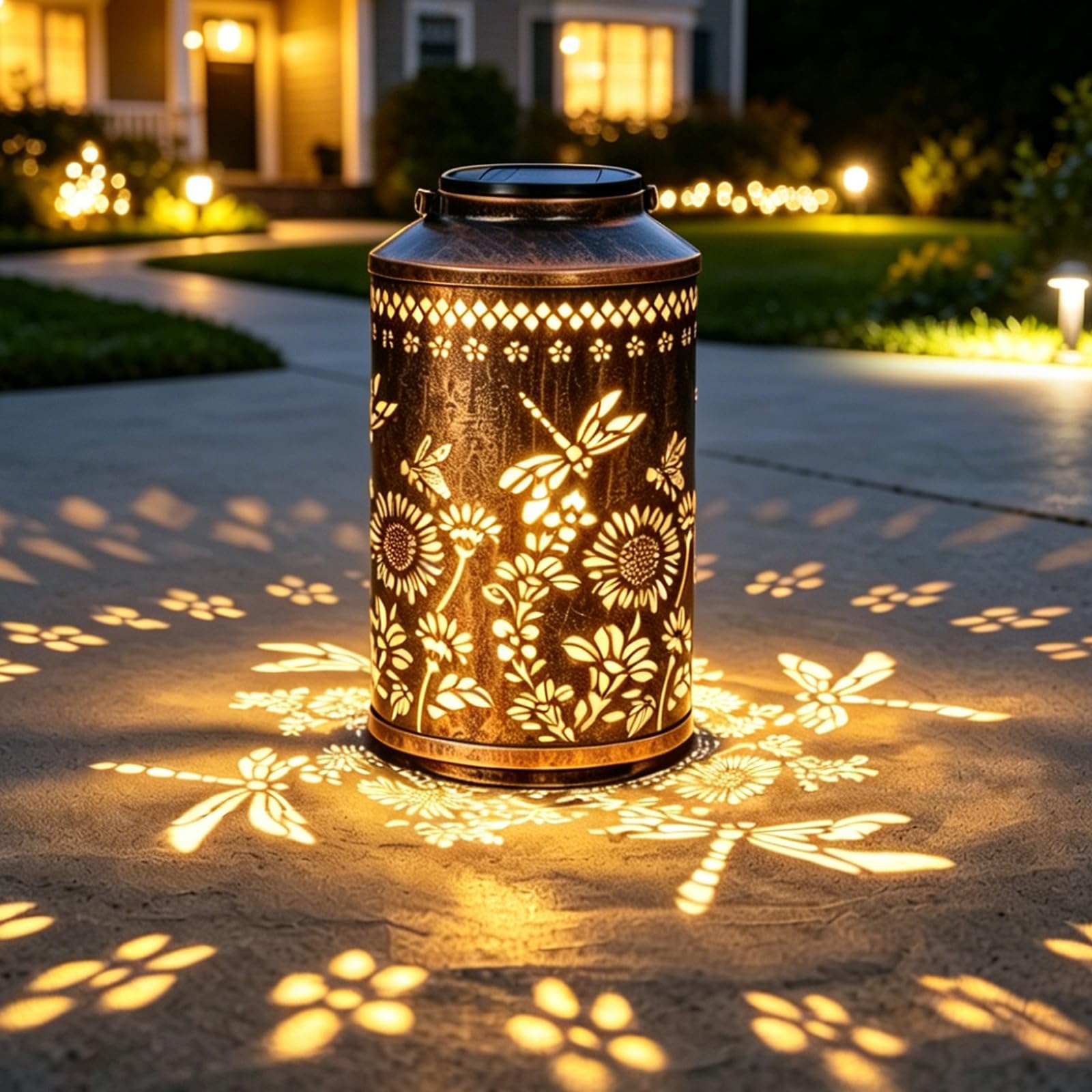 OUTONLIFE Mothers Day Gifts for Mom, Birthday Gifts for Grandma Ladies, Solar Lanterns Outdoor Waterproof, Hanging Hollowed Meta