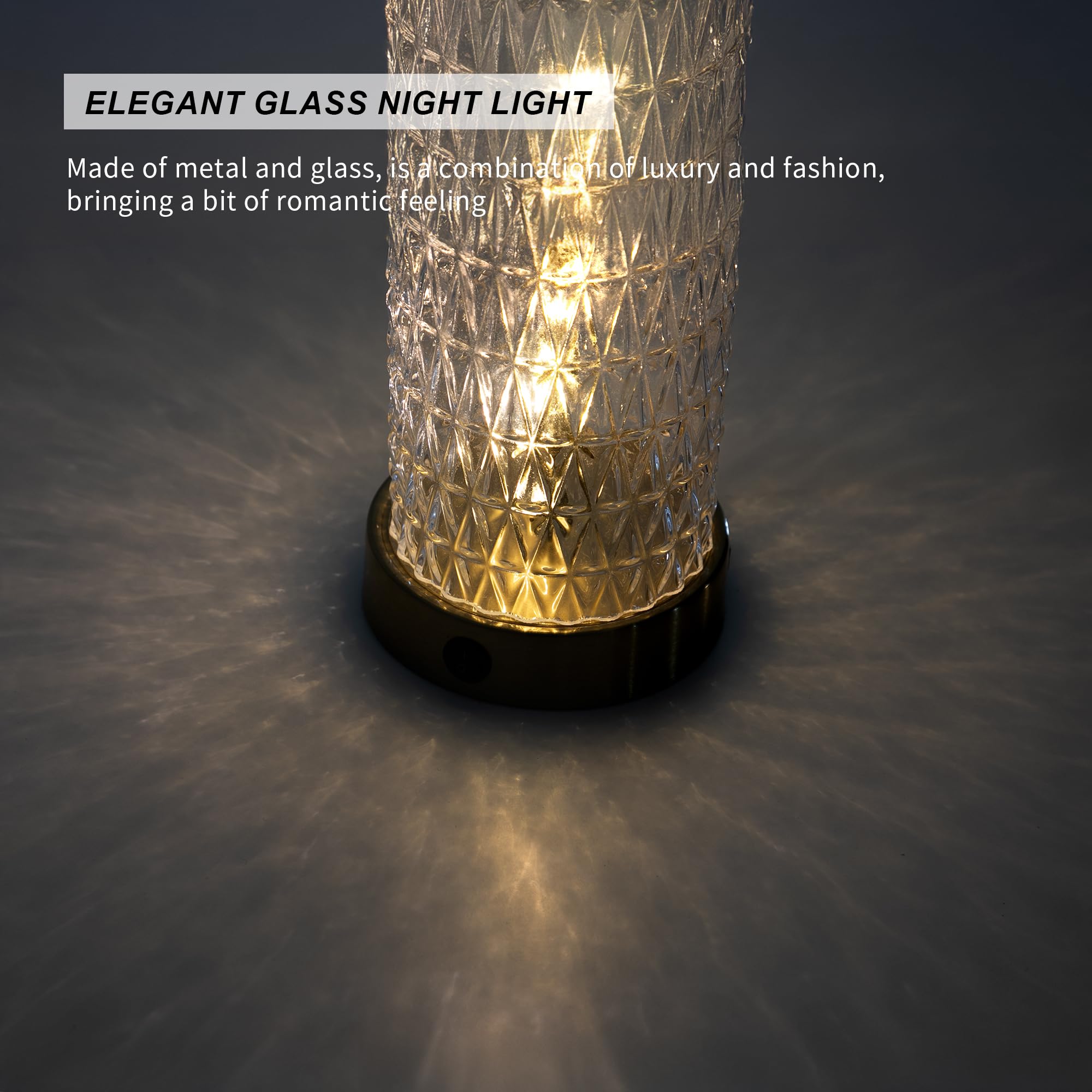 Oneach 27.75'' Modern Table Lamps Set Of 2, Gold Bedside Lamp With Crystal Nightlight, Usb A+C, Black Grid Shade, Unique Desk La