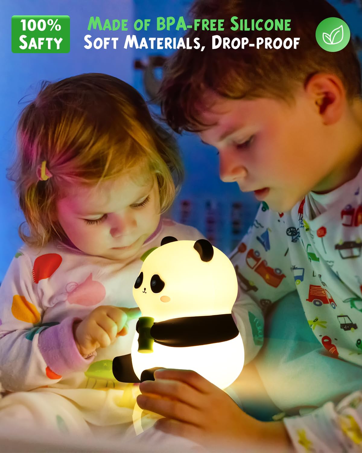 Emmanoth Cute Panda Night Light,Cute Lamp,Squish Lamp for Kids, Kawaii Room Decor Baby Night Light for Bedroom Kids Room Nursery