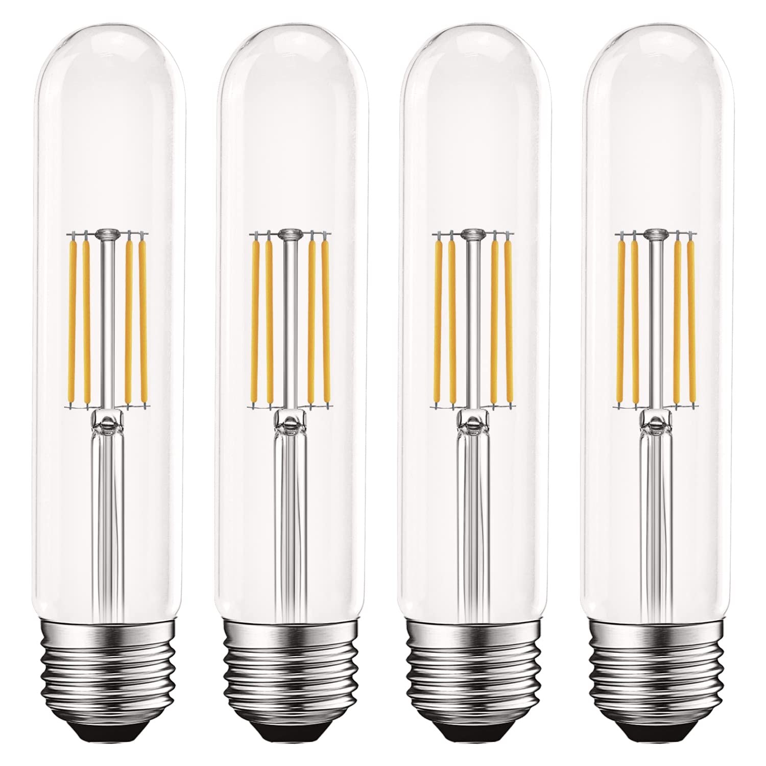 LUXRITE Vintage T9 LED Tube Light Bulbs 60W Equivalent, 3000K Soft White, 550 Lumens, Dimmable Edison Tubular Light Bulbs 5W, Clear Glass, LED Filament Bulb, UL Listed, E26 Standard Base (4 Pack)