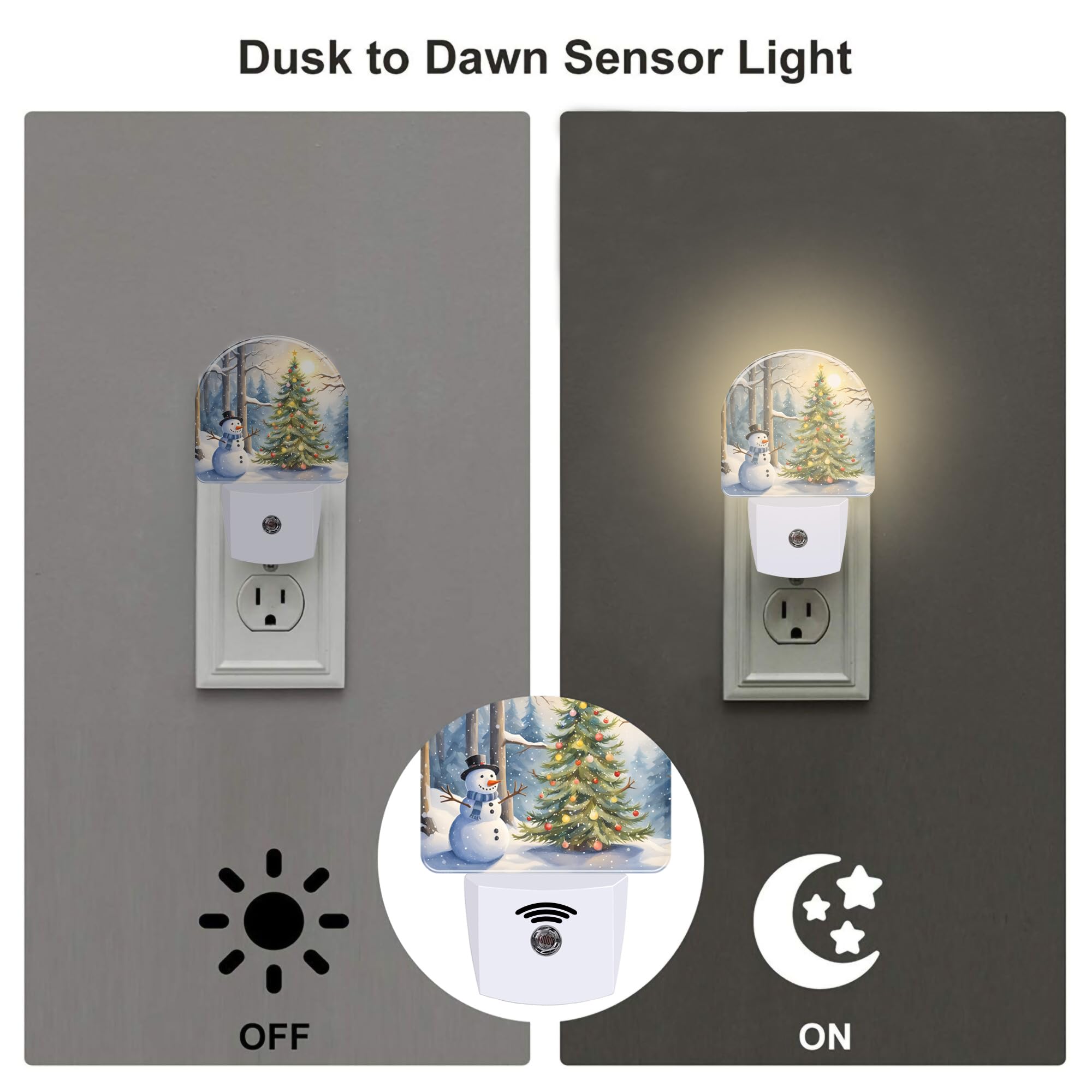Christmas Tree With Snowman Night Light For Kids,Winter Holiday Snowman Night Light Plug In With Dusk To Dawn Sensor,0.5W Energy