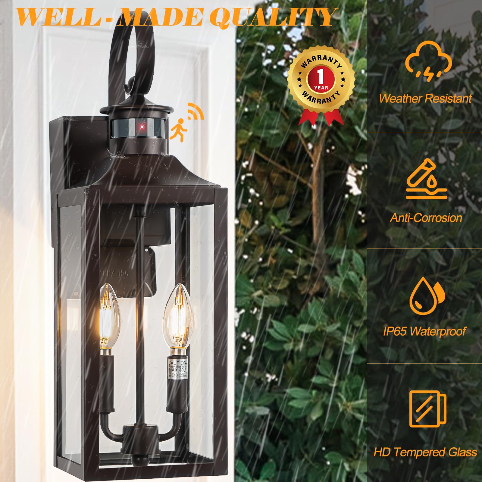 Porch Lights With Gfci Outlet  20 Brown Dusk To Dawn Motion Sensor Outdoor Lights  Exterior Lighting Fixtures With Gfci Outlet Built-In  Waterproof Bronze Outdoor Wall Sconce For House Patio