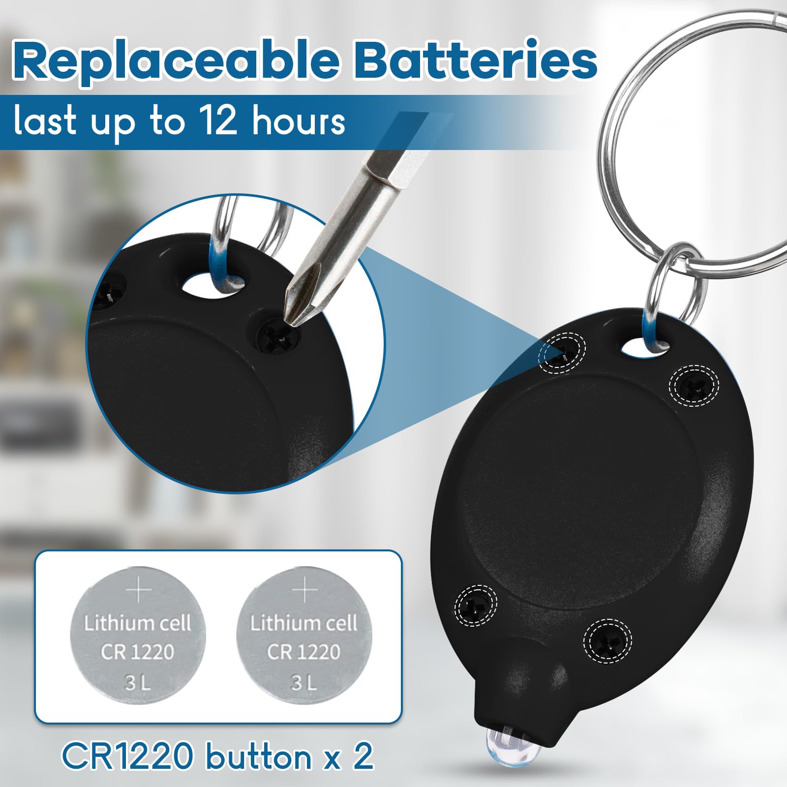 Uaimvie 12 Pcs Led Keychain Flashlight Mini Keychain Light Ultra Bright Tiny Flashlight Small Portable Light Battery Powered Wit