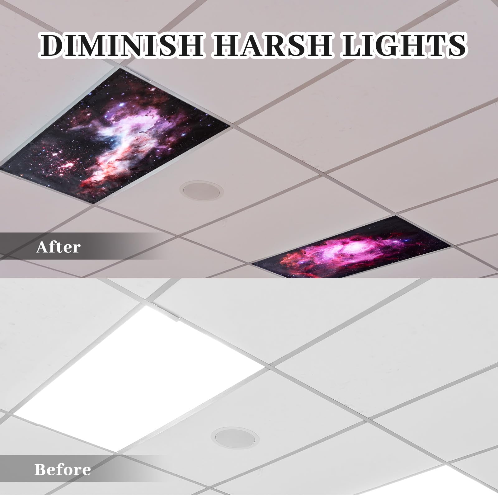 Roceei Pack Of 4 Fluorescent Light Covers For Ceiling Lights, 4 X 2 Ft, Magnetic Light Covers For Classroom Office Home School(N