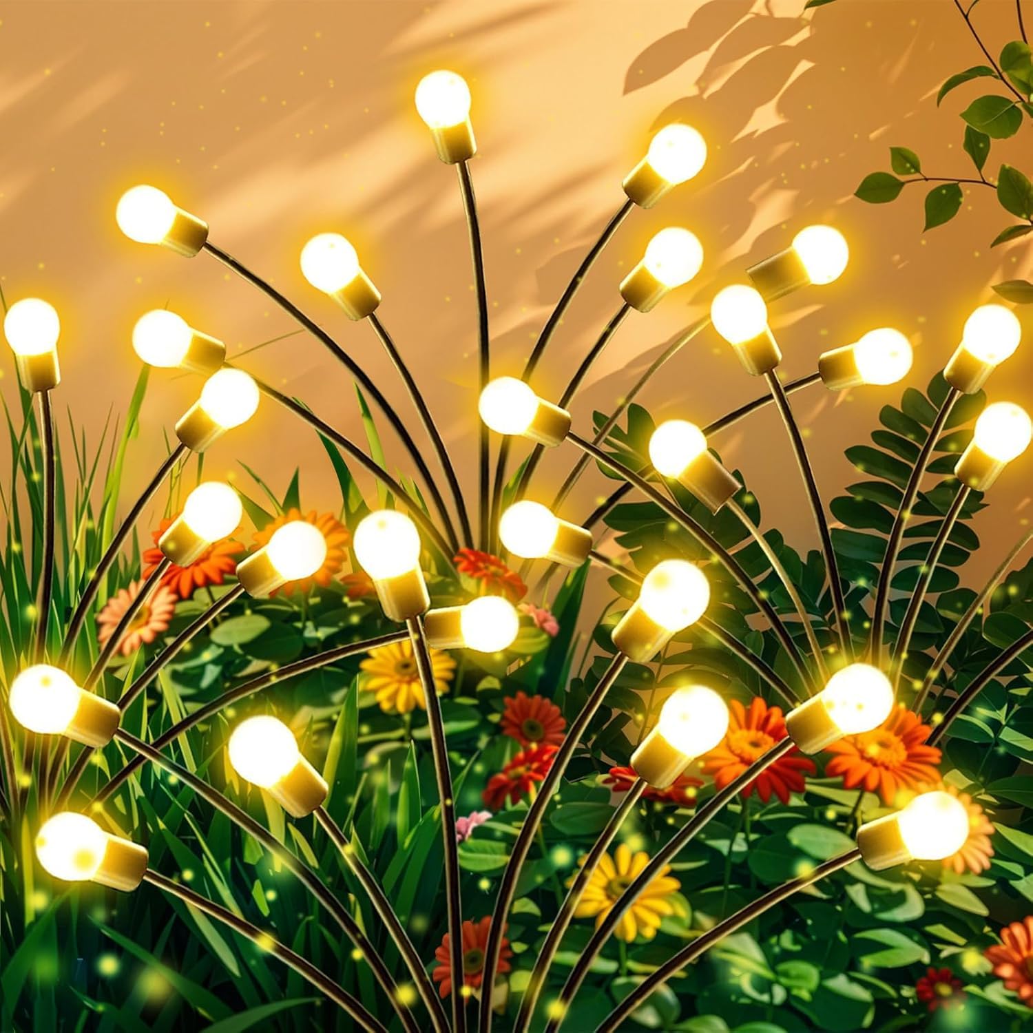 OZS 10PK Total 80LED Solar Garden Lights - Solar Lights Outdoor, Solar Firefly Lights, Solar Swaying Light, Sway by Wind, Solar 