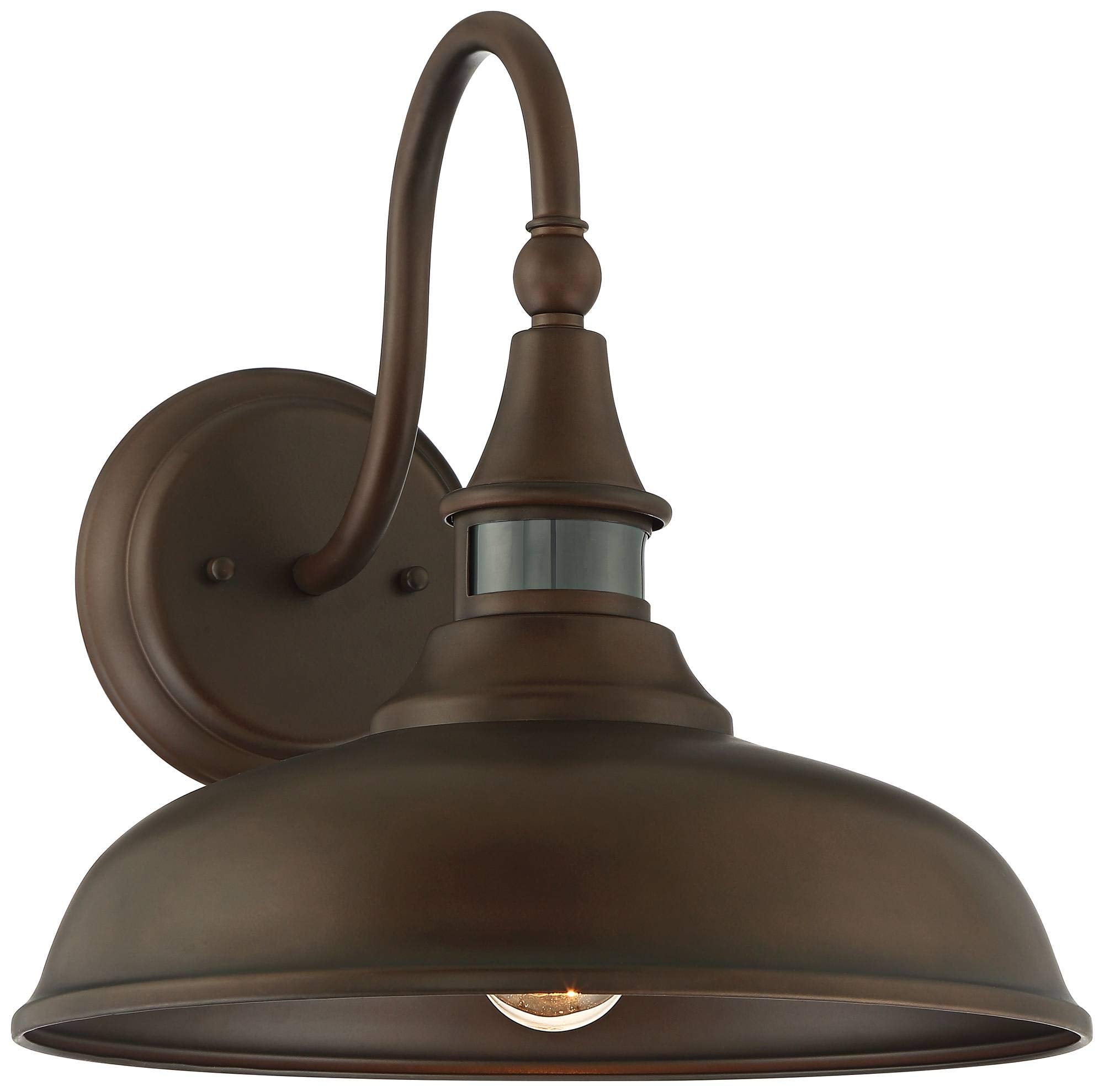 John Timberland Barn Light Fixture, 12.5in Bronze, Outdoor, Dusk to Dawn Motion Sensor, Model 63M73
