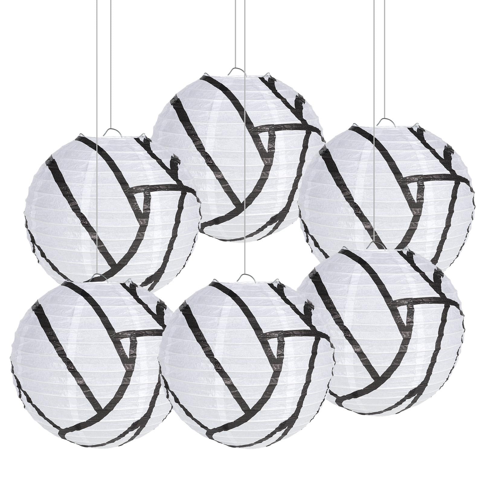 6 Pcs Volleyball Paper Lantern  8 Inch Volleyball Hanging Paper Lanterns  Sports Ball Lantern for Volleyball-Themed Party Bithday Baby Shower Wedding Sports Game Decoration