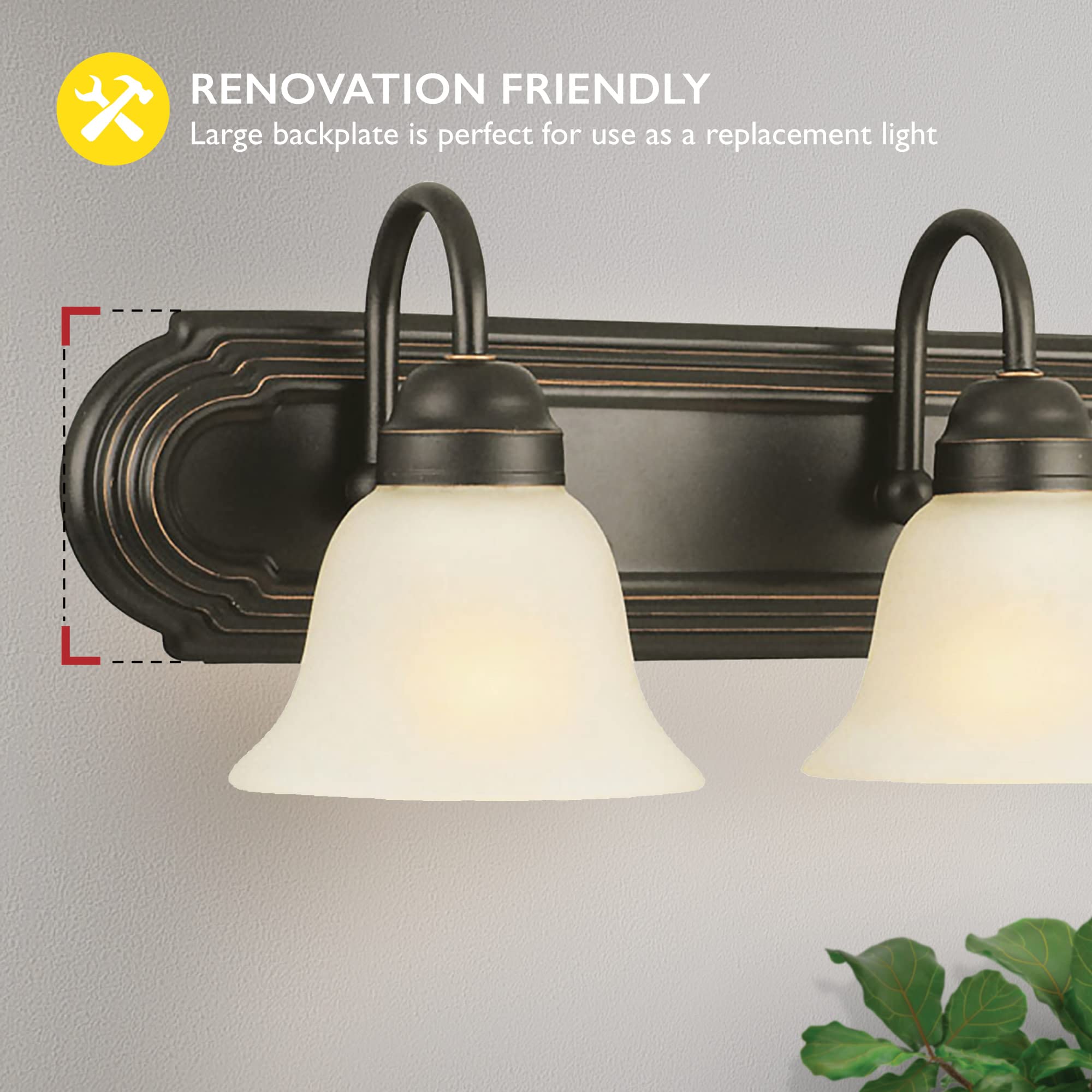 Allante 4-Light Vanity Light, Oil Rubbed Bronze Finish, Frosted Glass Shades, Dimmable, Bathroom Wall Fixture - Design House, 50