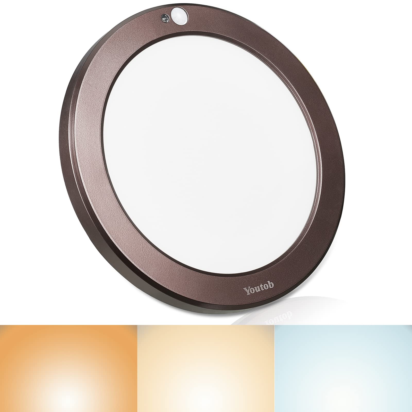 Youtob Motion Sensor Light LED Ceiling Light with 30s/180s Timeout Adjustable 3 Colors,15W 1500lm Round Lighting Fixture for Por