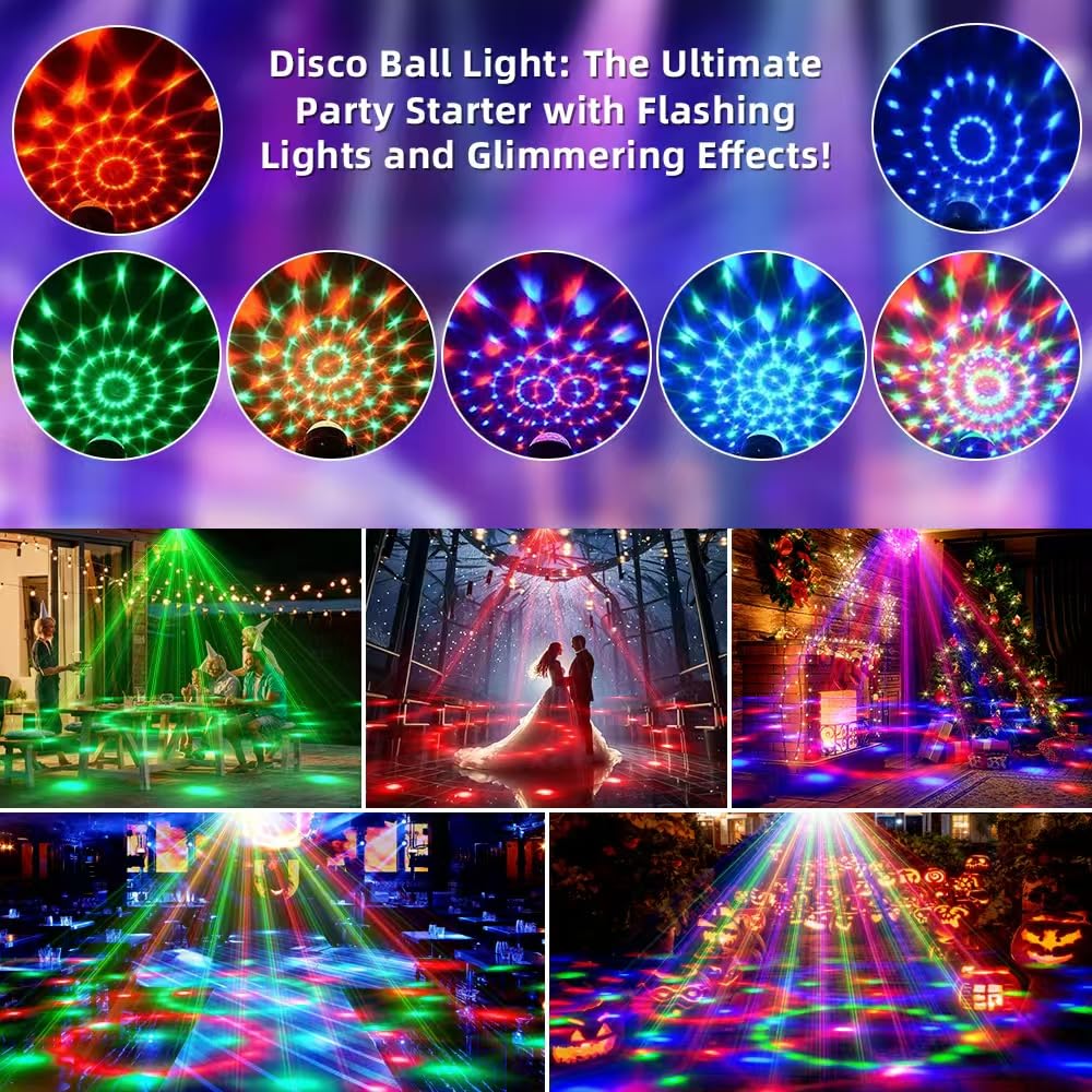 Yiixuyo Disco Ball Party Lights - 2-Piece Set, Voice Controlled, Remote, ABS Material, LED, Model EMS-10