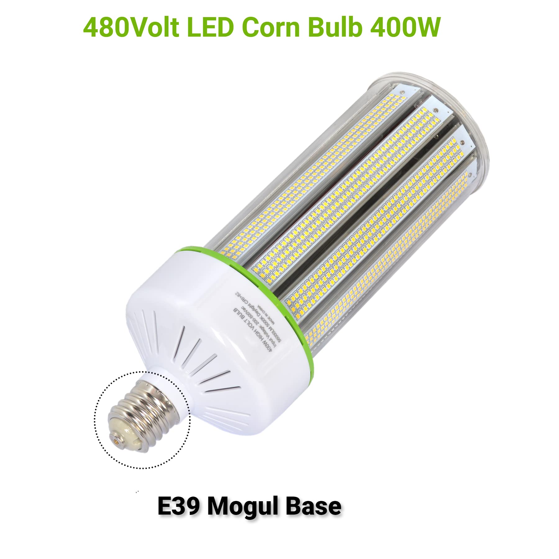 TSEXES 480V LED Corn Light Bulb 400W E39 Base 5000K Daylight Aluminum Model Y400