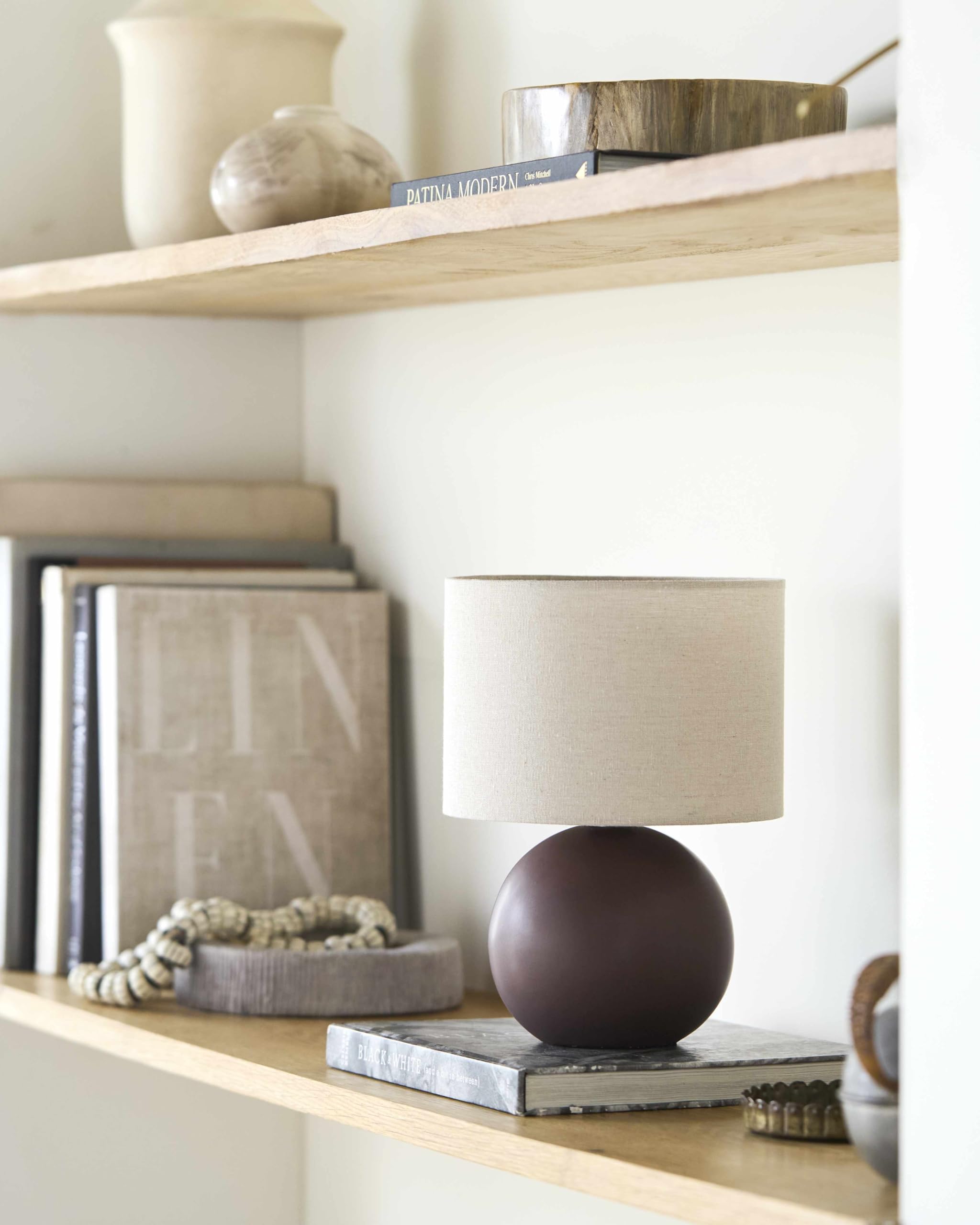 BoutiqueRugs Brennberg Contemporary Geometric Ceramic Bedside Table Lamp for Bedroom Nightstand - Modern End Side Lighting for L