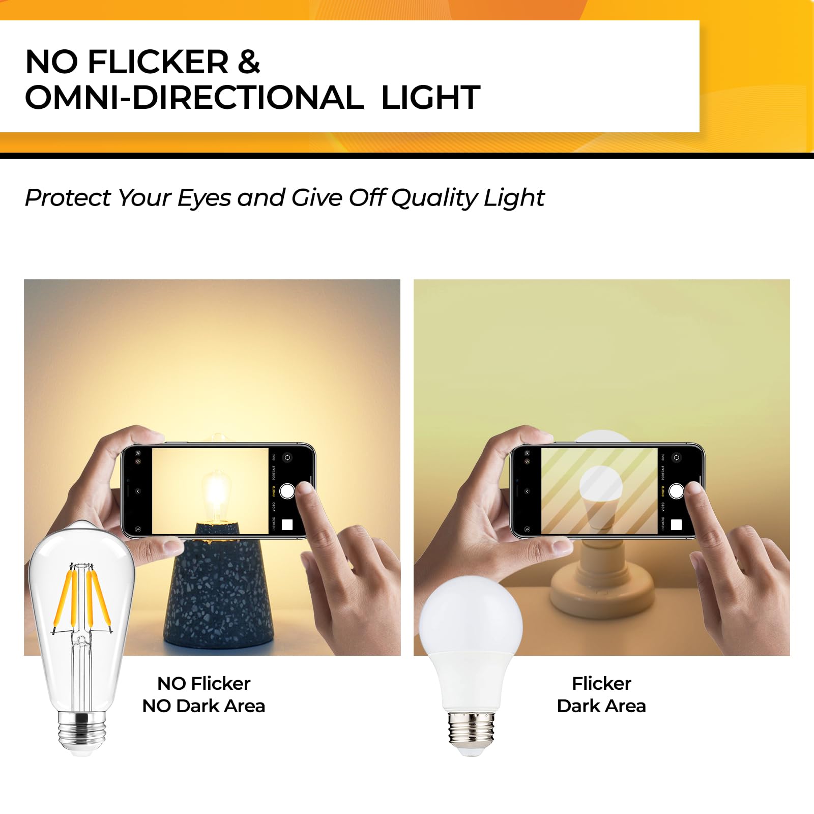 Hizashi Edison Bulbs 40W LED Dimmable ST58 Vintage Light Bulbs 12 Pack Warm White 2700K E26 Base UL Listed