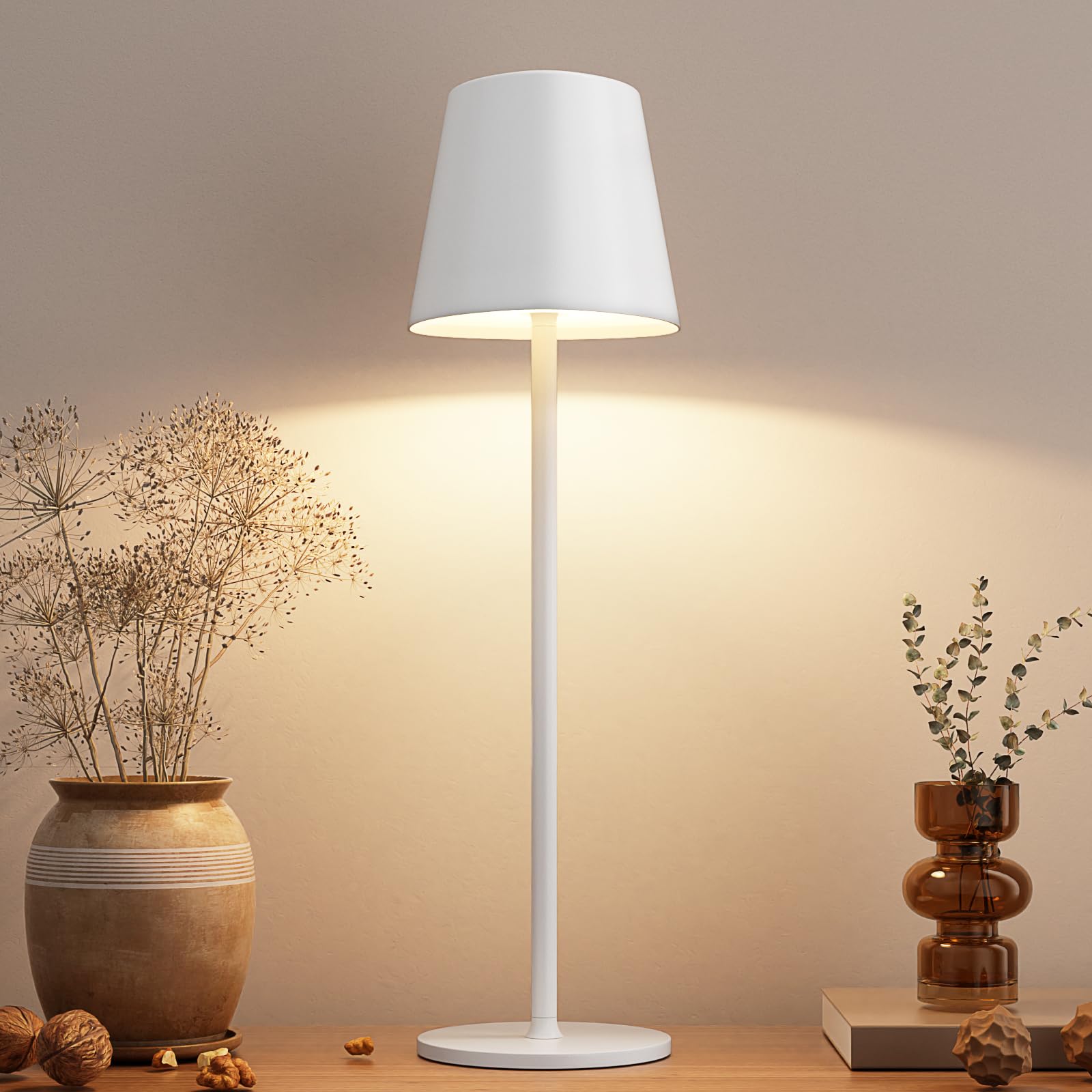 Kakanuo Cordless Table Lamp, Battery Operated Lamp, Portable LED Desk Lamp, Wireless Rechargeable Lamp, 3 Color Stepless Small T